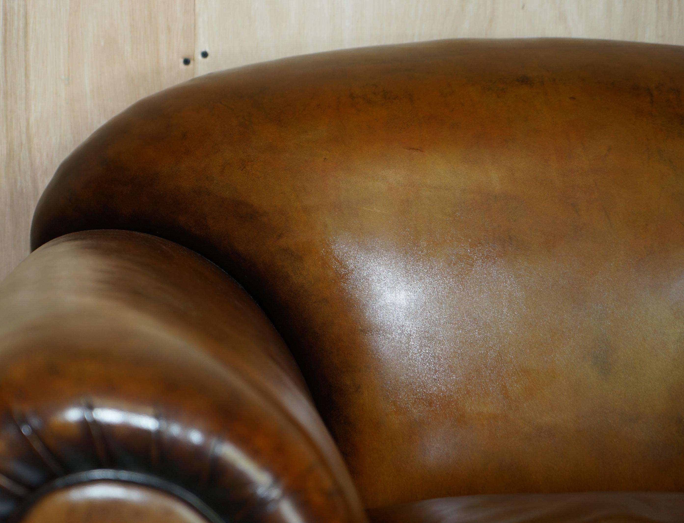 Stunning Pair of Huge Restored George Smith Cigar Brown Leather Armchairs 1