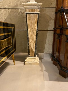 Stunning Pair of Italian Neoclassical Inlaid Marble Bases or Pedestals