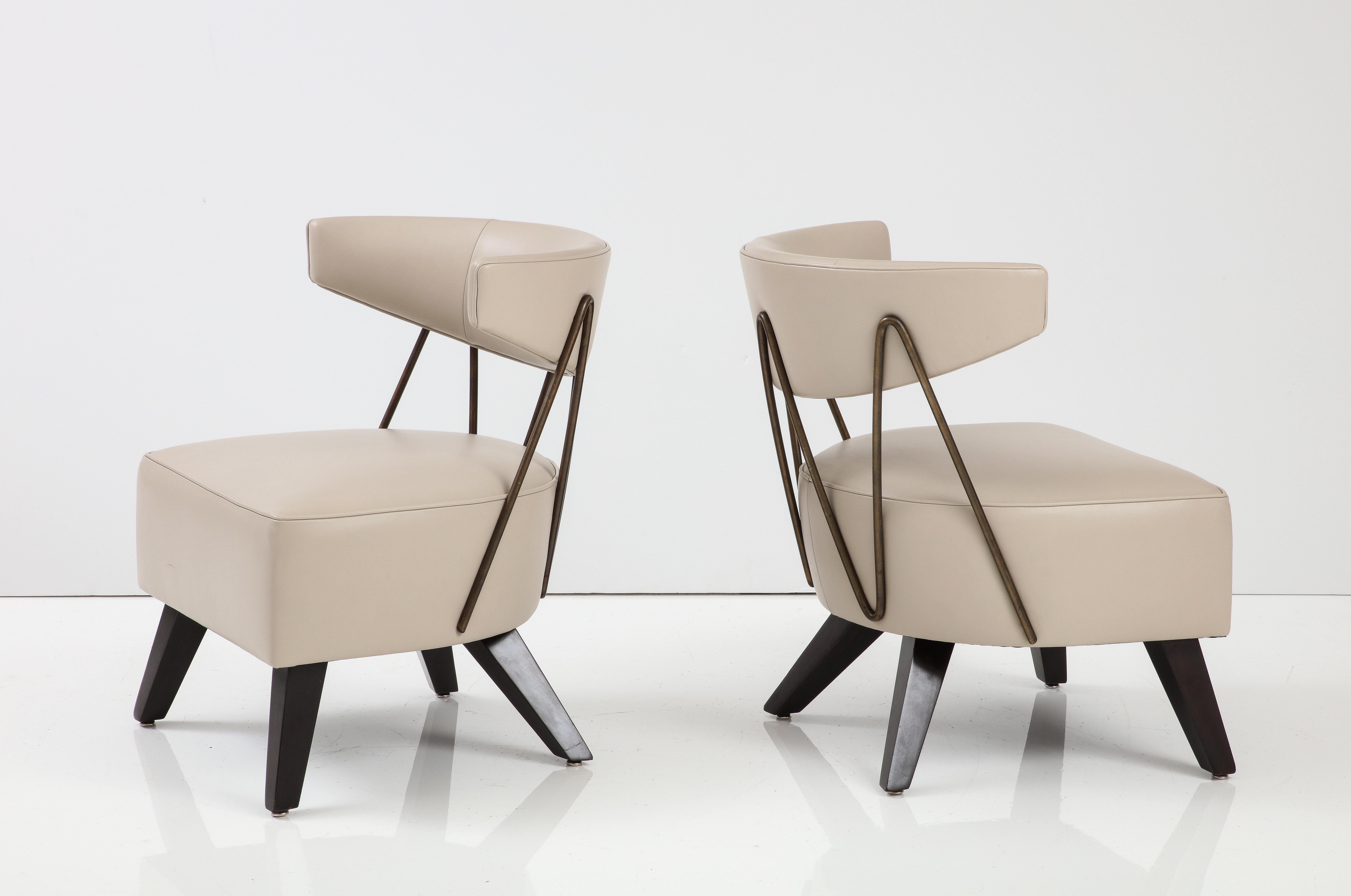 American Stunning Pair of Klismos style Chairs  Attributed to Billy Haines.