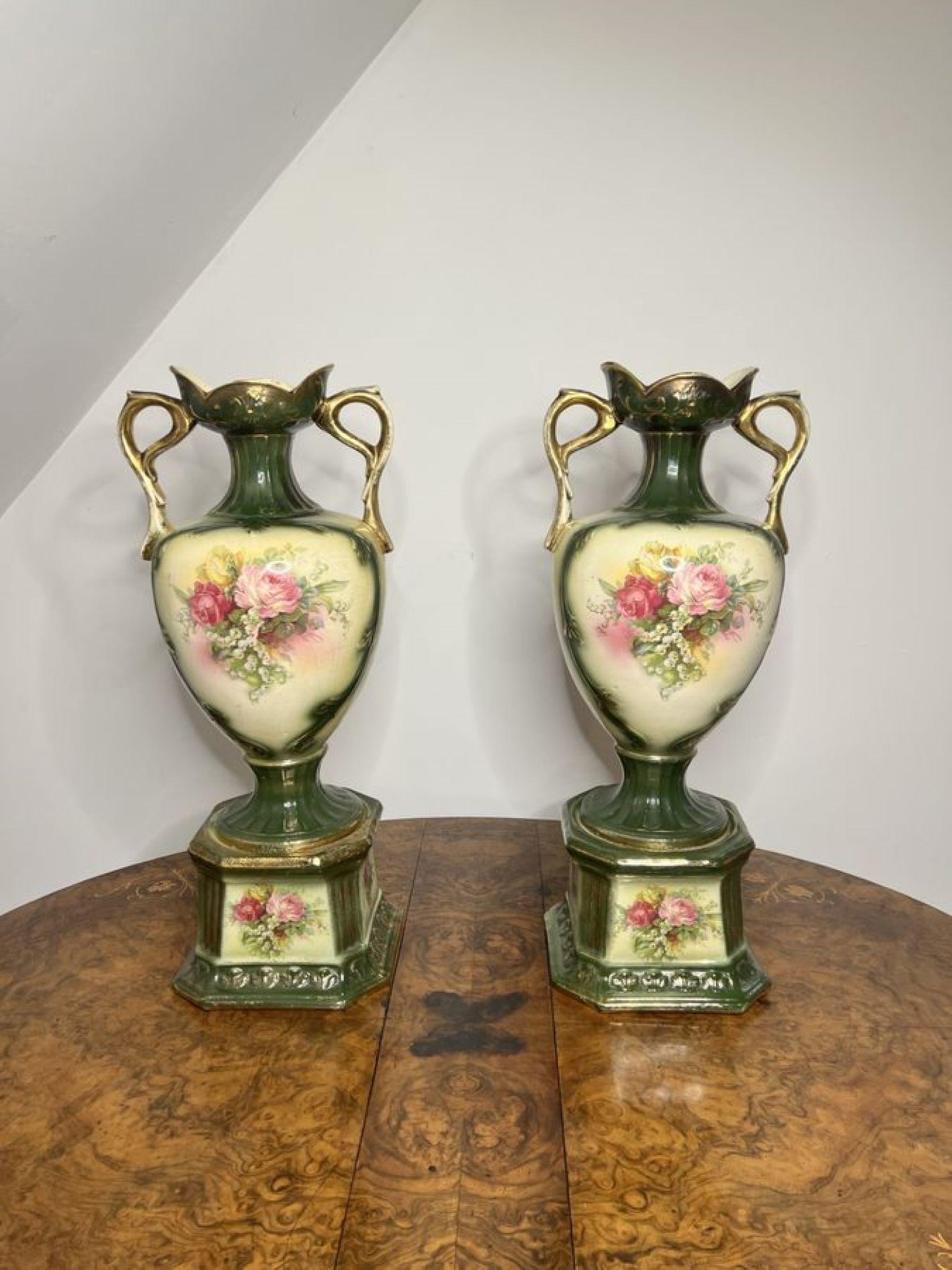 19th Century Stunning pair of large antique Victorian vases  For Sale