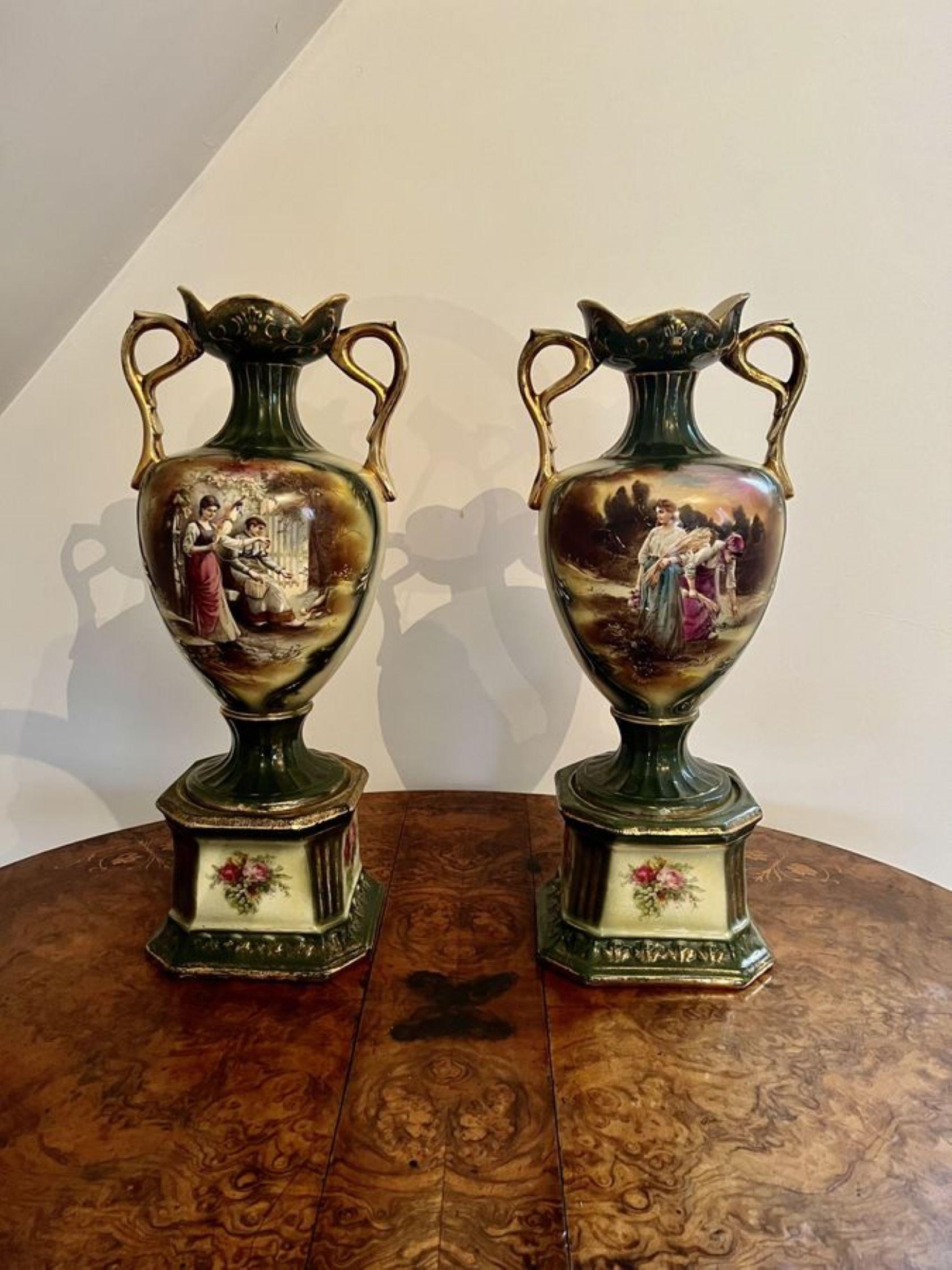 Ceramic Stunning pair of large antique Victorian vases  For Sale