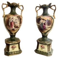 Superbe paire de grands vases victoriens anciens 