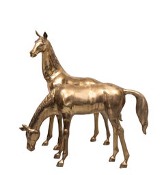 Stunning pair of Large Brass horses by Apko Superbrass 1970s Holland