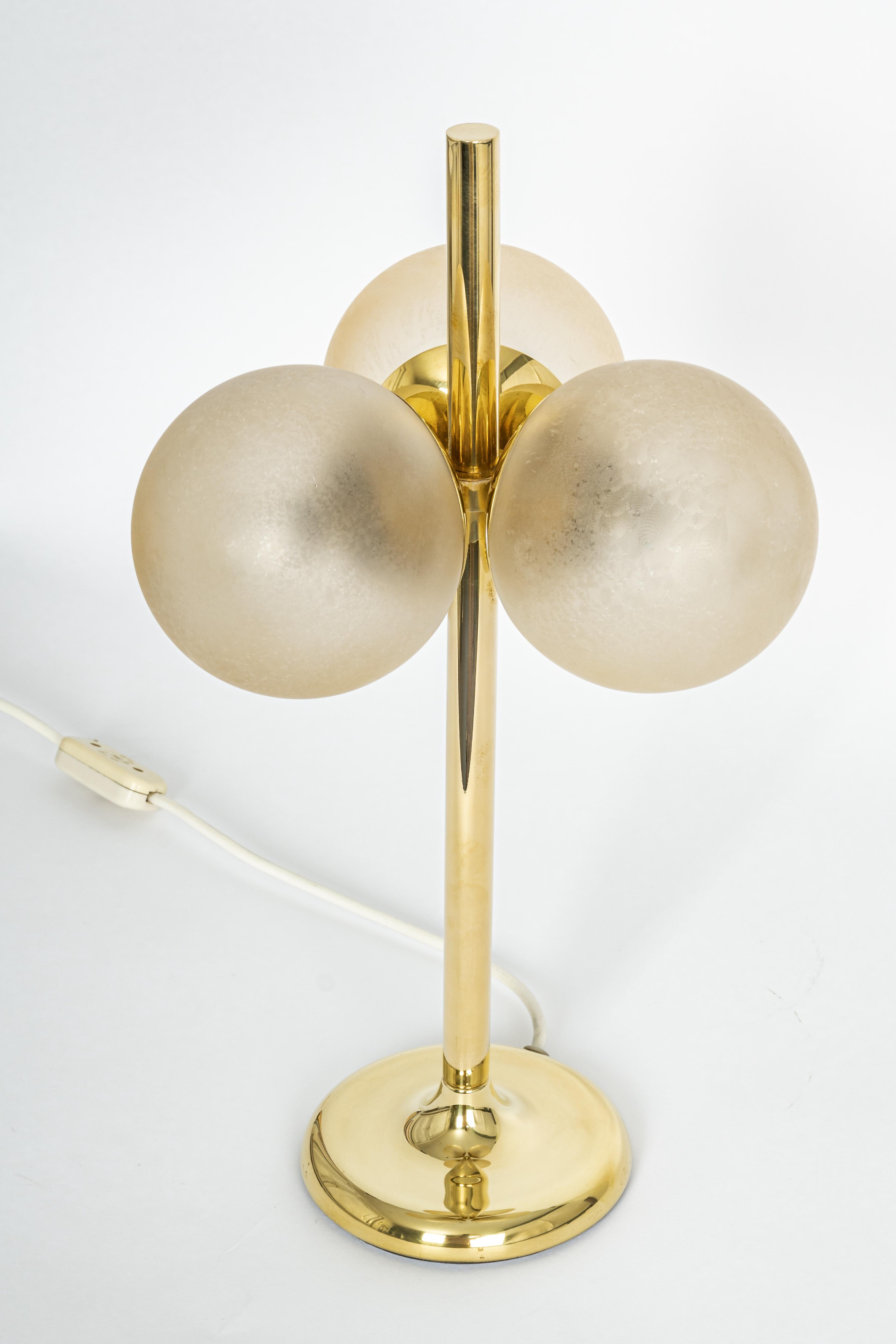 Mid-Century Modern Stunning Pair of Large Brass Table Lamps by Kaiser, Germany, 1970s For Sale