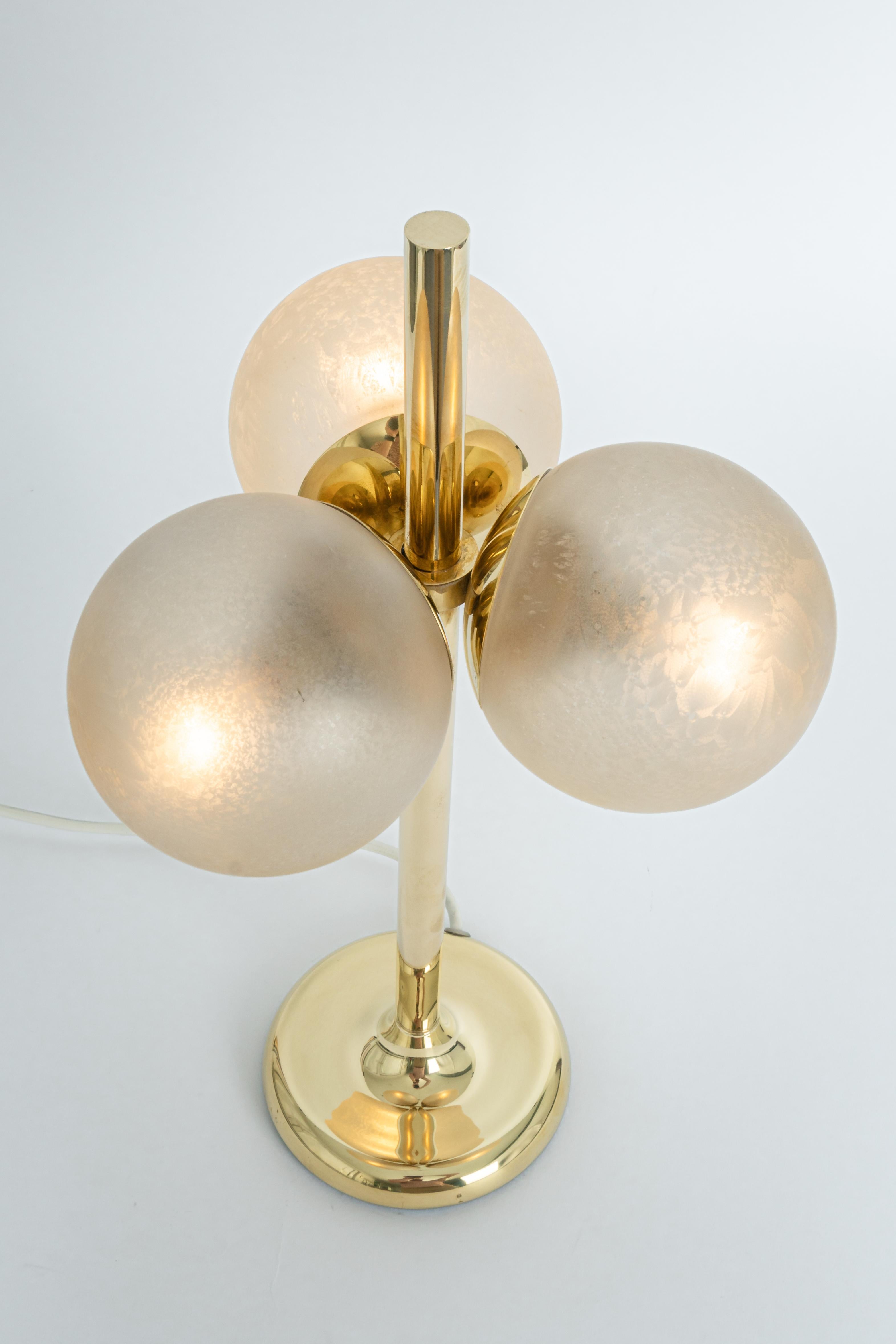 Stunning Pair of Large Brass Table Lamps by Kaiser, Germany, 1970s For Sale 2