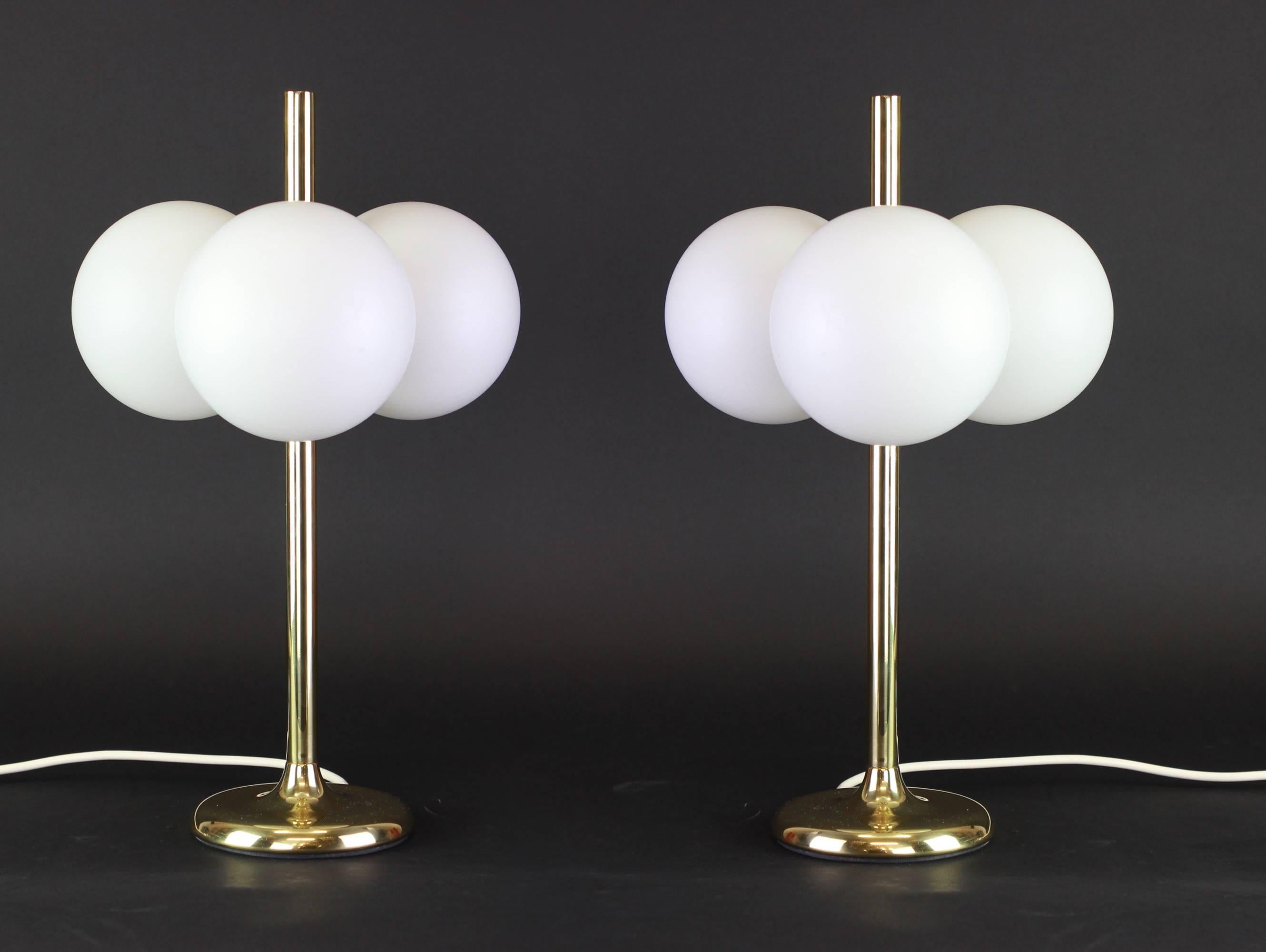 Stunning Pair of Large Brass Table Lamps by Kaiser, Germany, 1970s 1