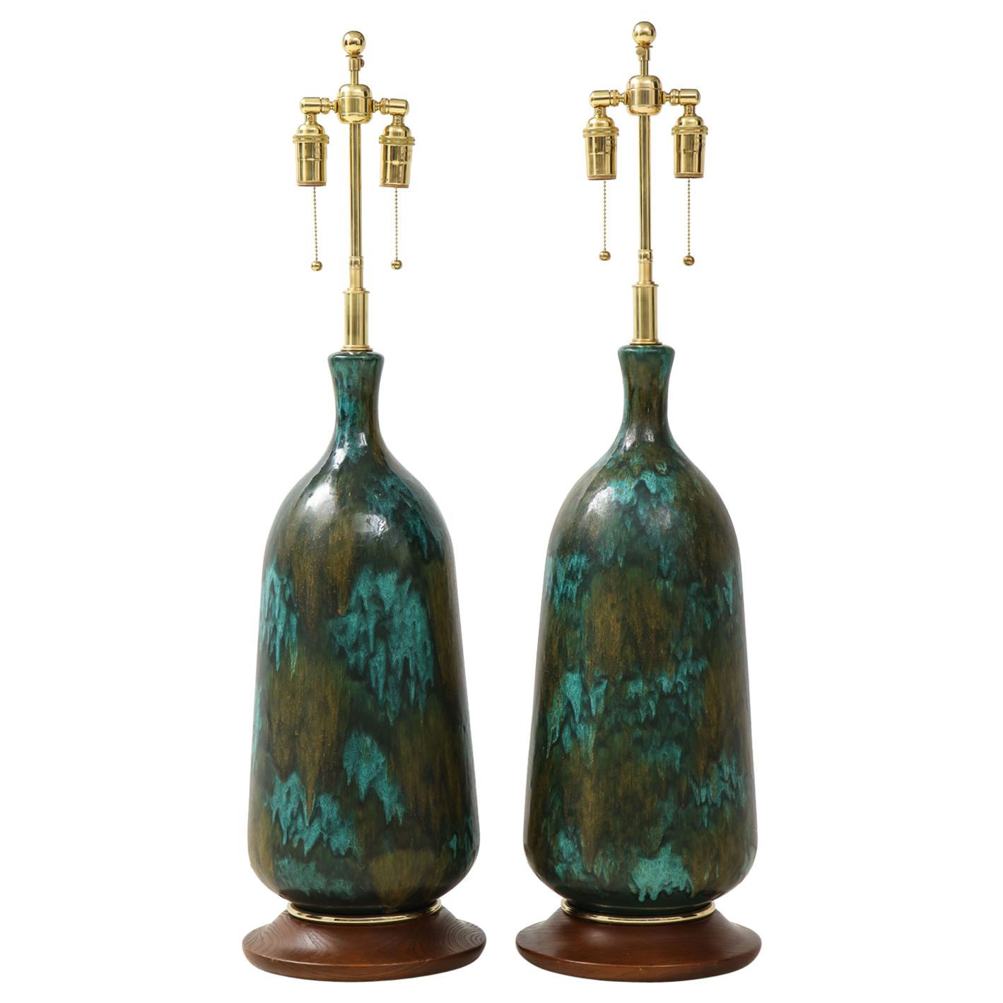 Stunning Pair of Large Italian Ceramic Lamps