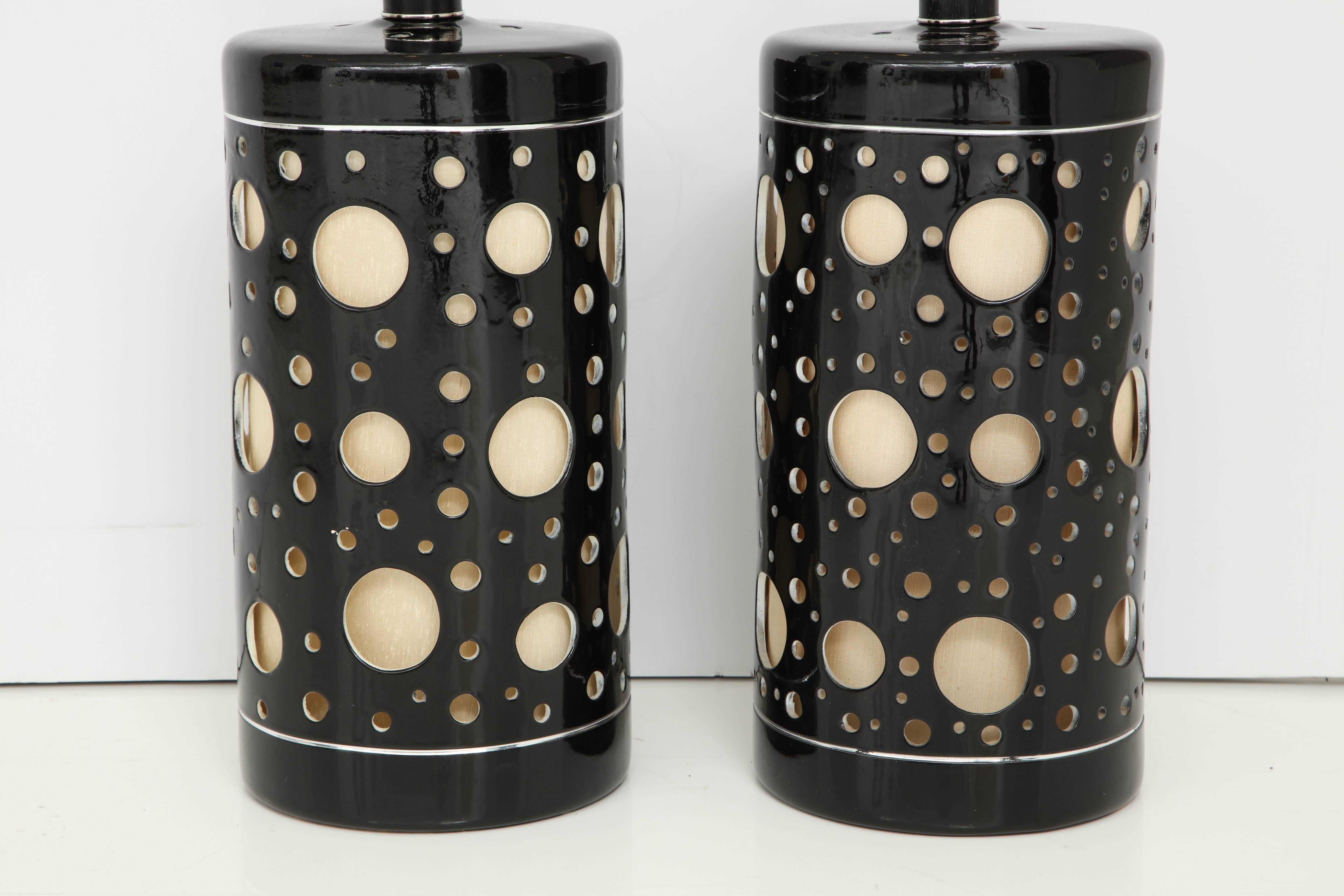 Mid-Century Modern Stunning Pair of Large Ceramic Lamps For Sale