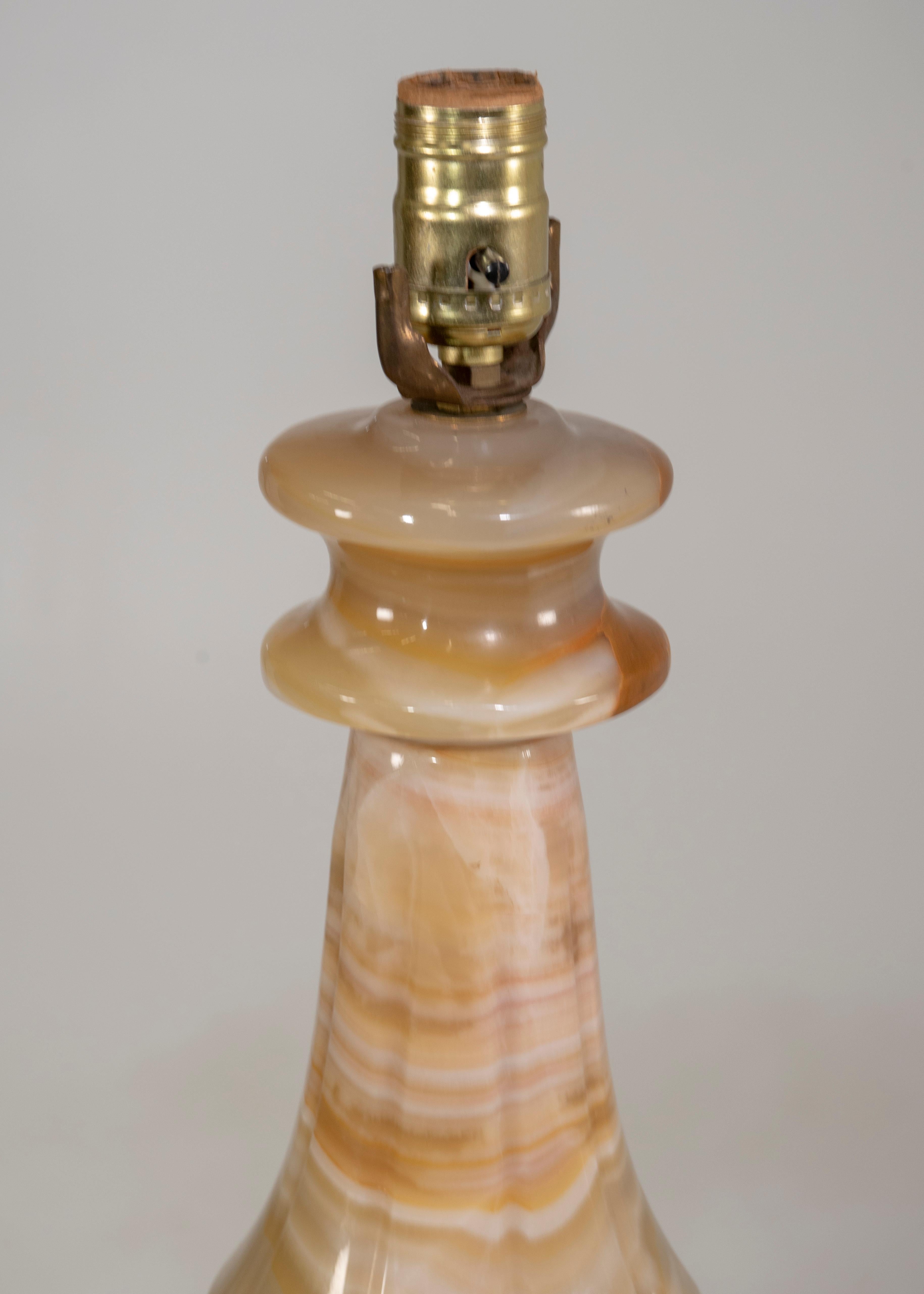 Stunning Pair of Large Scale Neoclassical Onyx Table Lamps 6