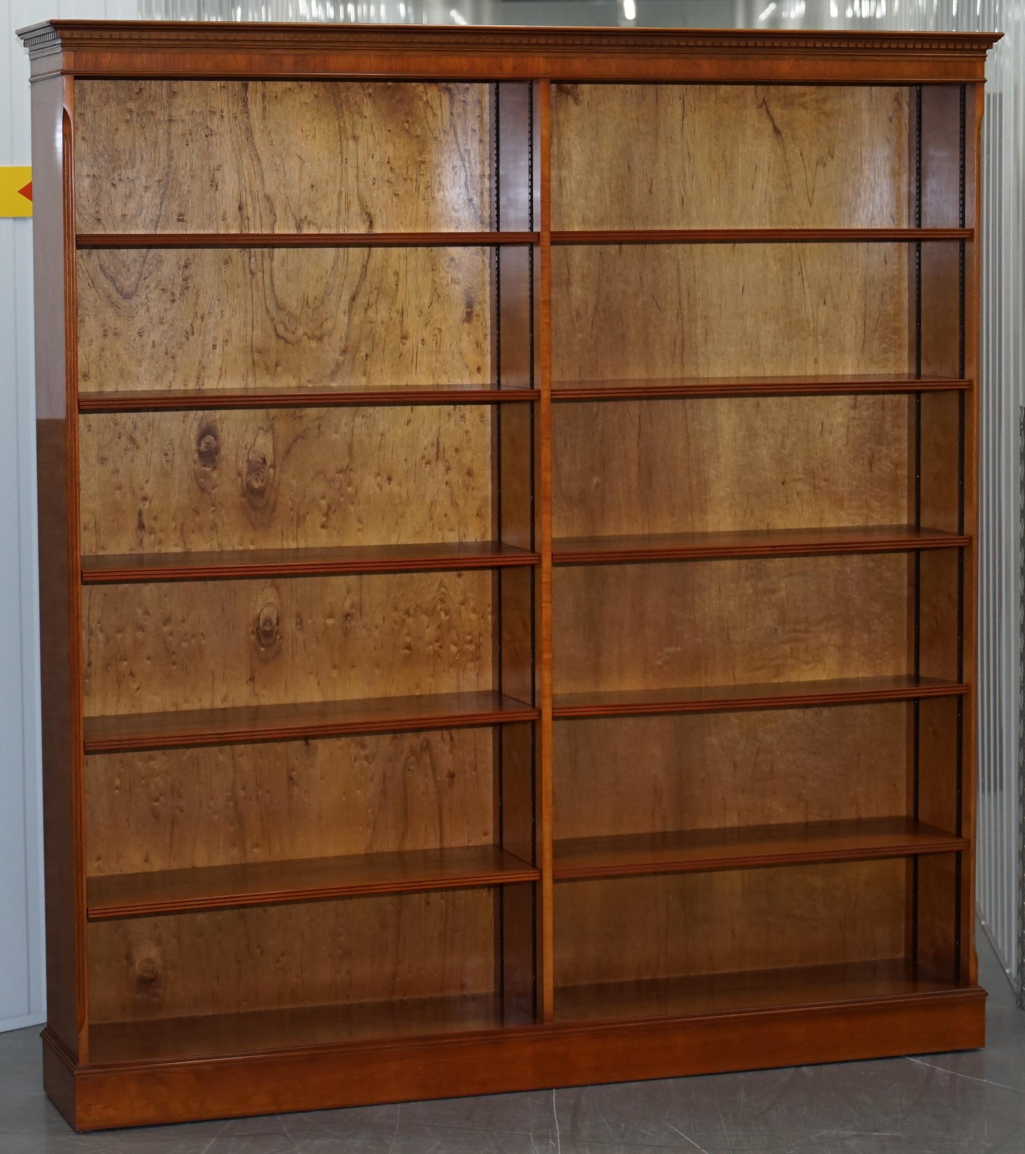Stunning Pair of Large Solid Heavy Cherrywood Double Bank Twin Library Bookcases 5