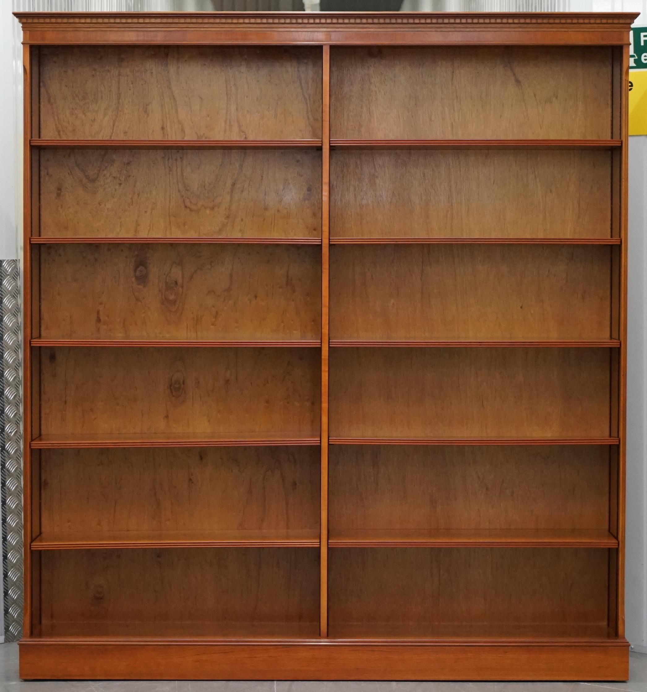 Stunning Pair of Large Solid Heavy Cherrywood Double Bank Twin Library Bookcases 6