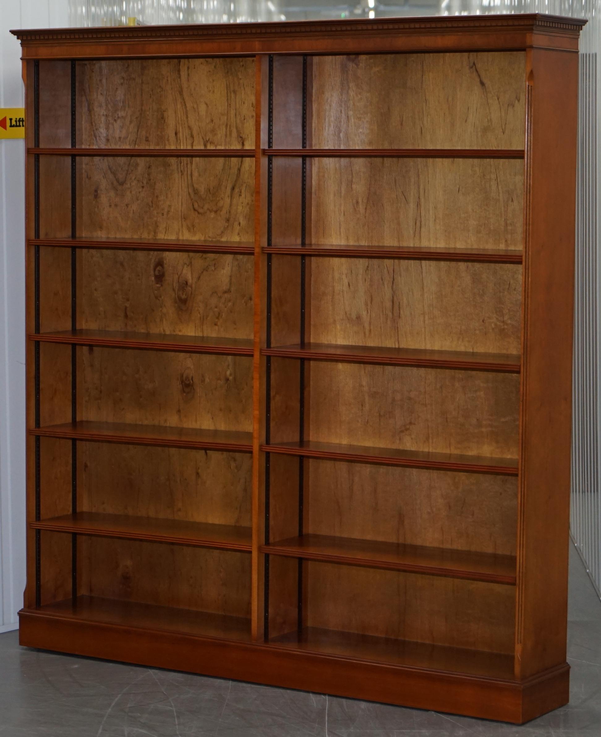 Stunning Pair of Large Solid Heavy Cherrywood Double Bank Twin Library Bookcases 7