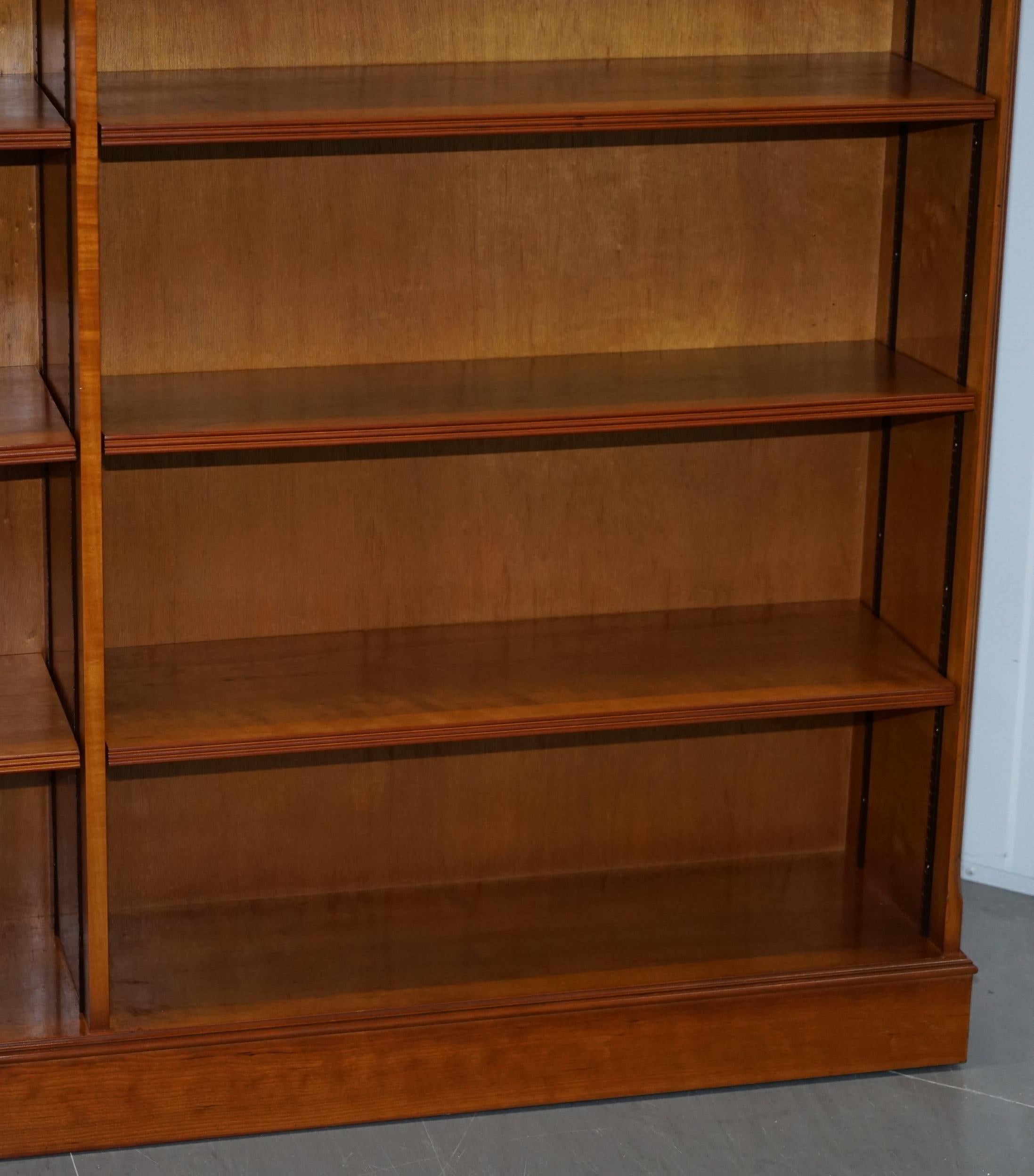 Stunning Pair of Large Solid Heavy Cherrywood Double Bank Twin Library Bookcases 11