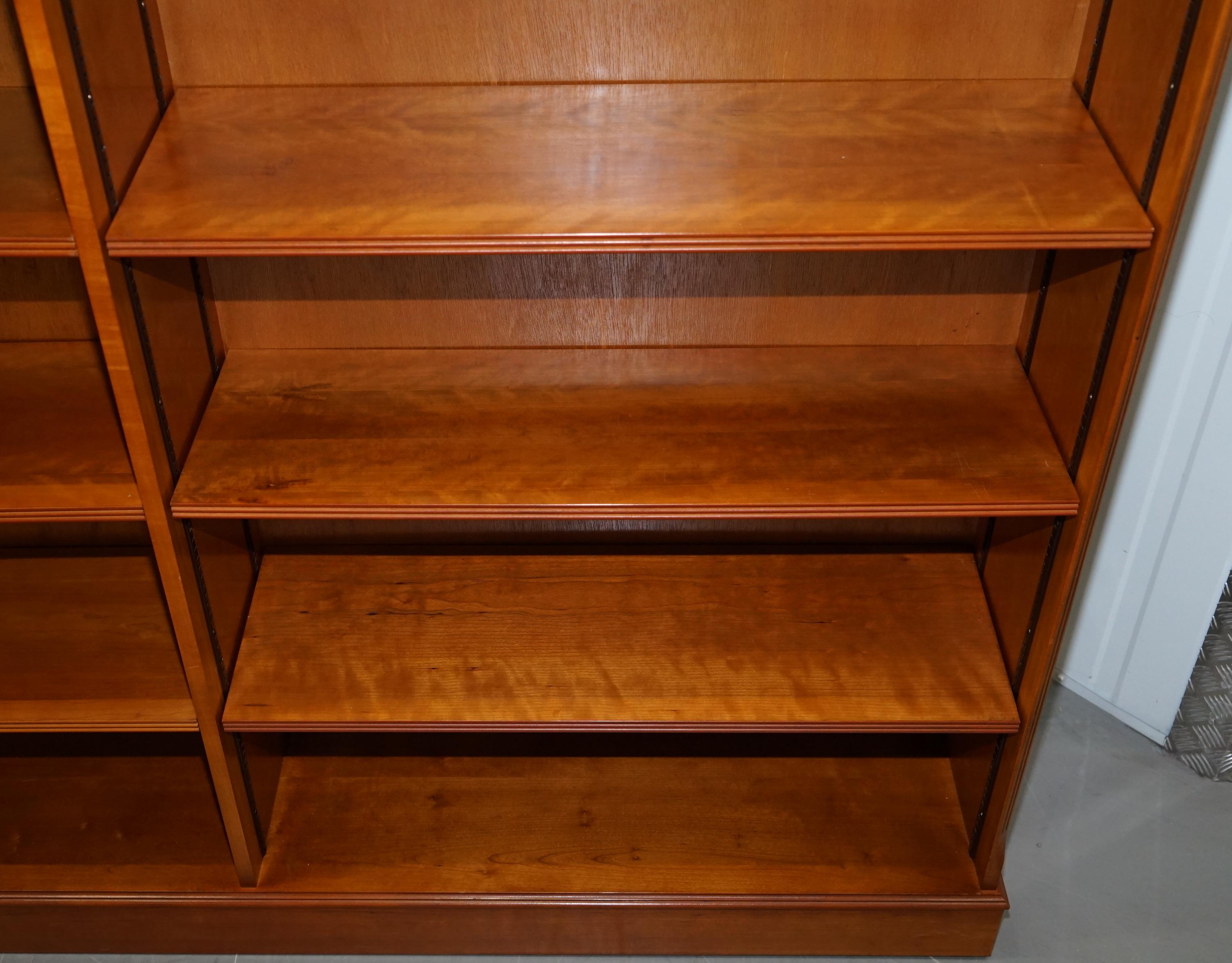 Stunning Pair of Large Solid Heavy Cherrywood Double Bank Twin Library Bookcases 12