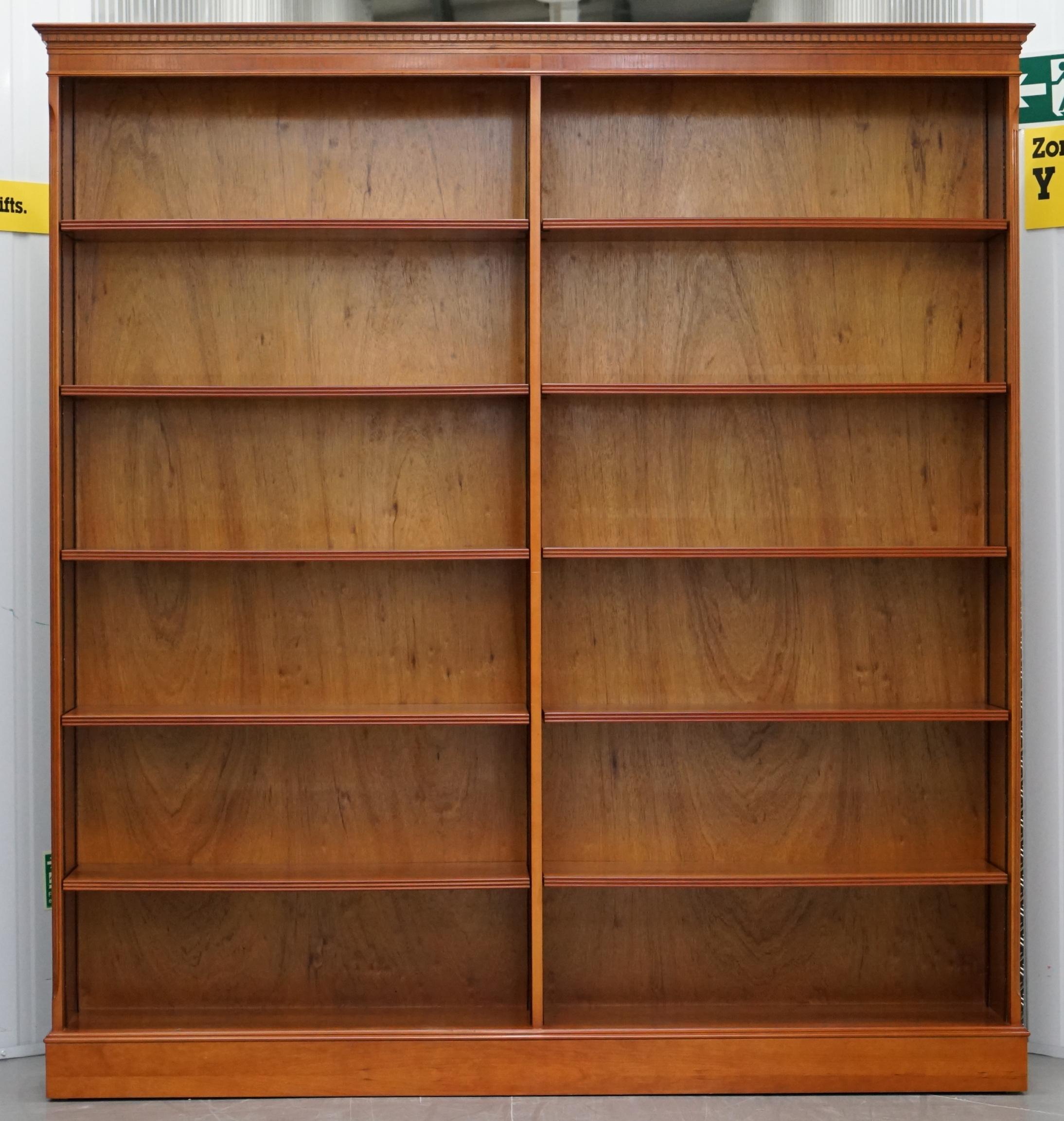 Victorian Stunning Pair of Large Solid Heavy Cherrywood Double Bank Twin Library Bookcases