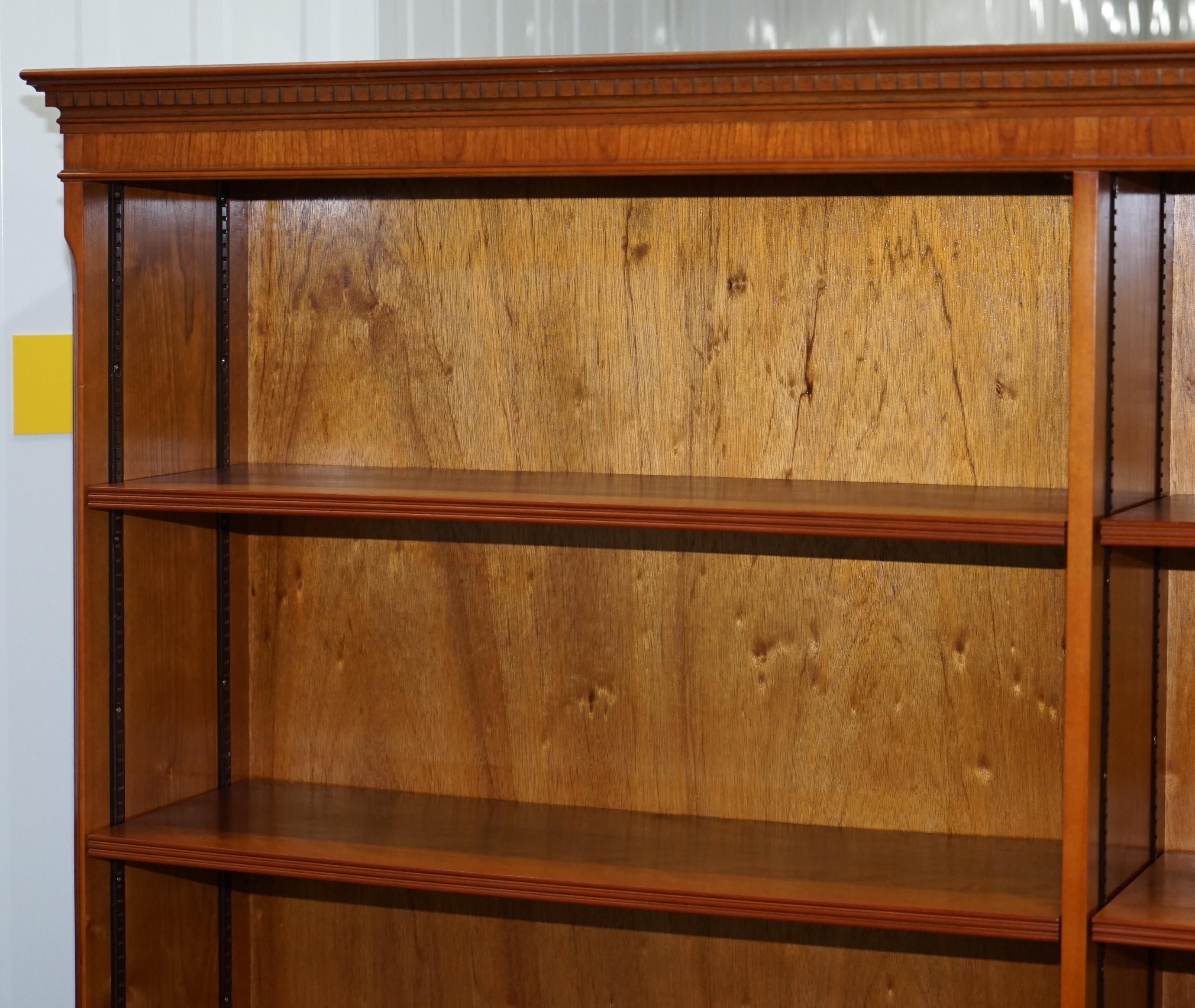 English Stunning Pair of Large Solid Heavy Cherrywood Double Bank Twin Library Bookcases