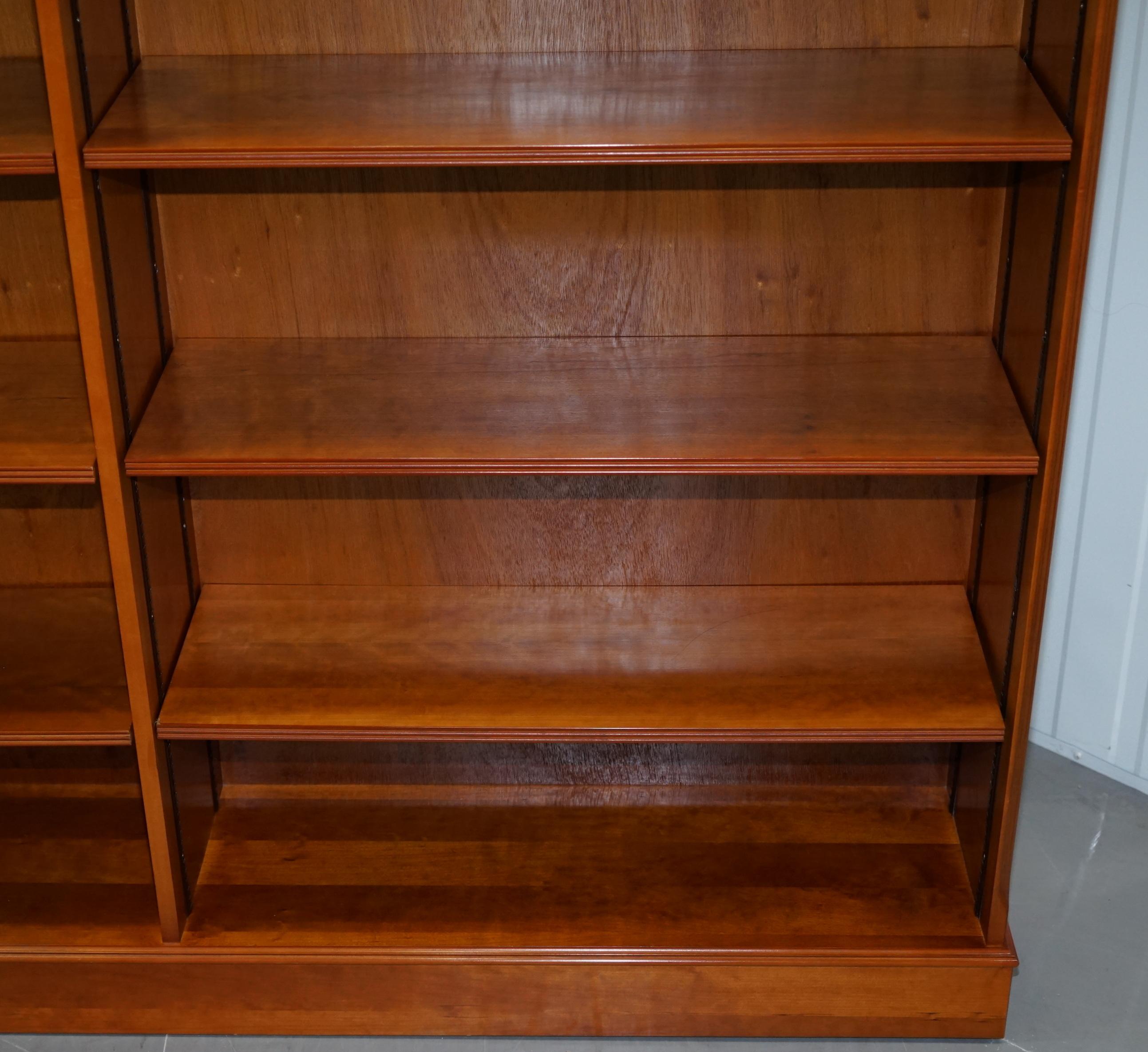 20th Century Stunning Pair of Large Solid Heavy Cherrywood Double Bank Twin Library Bookcases