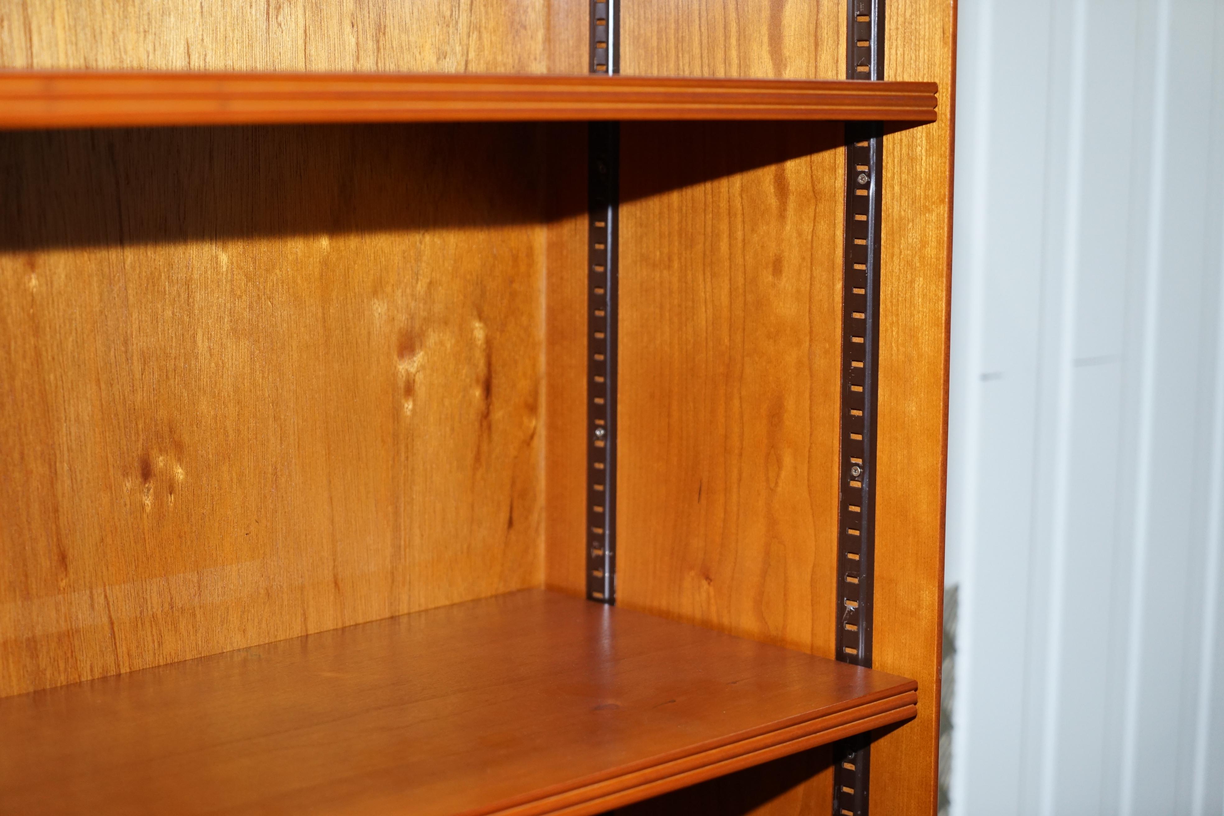 Stunning Pair of Large Solid Heavy Cherrywood Double Bank Twin Library Bookcases 1