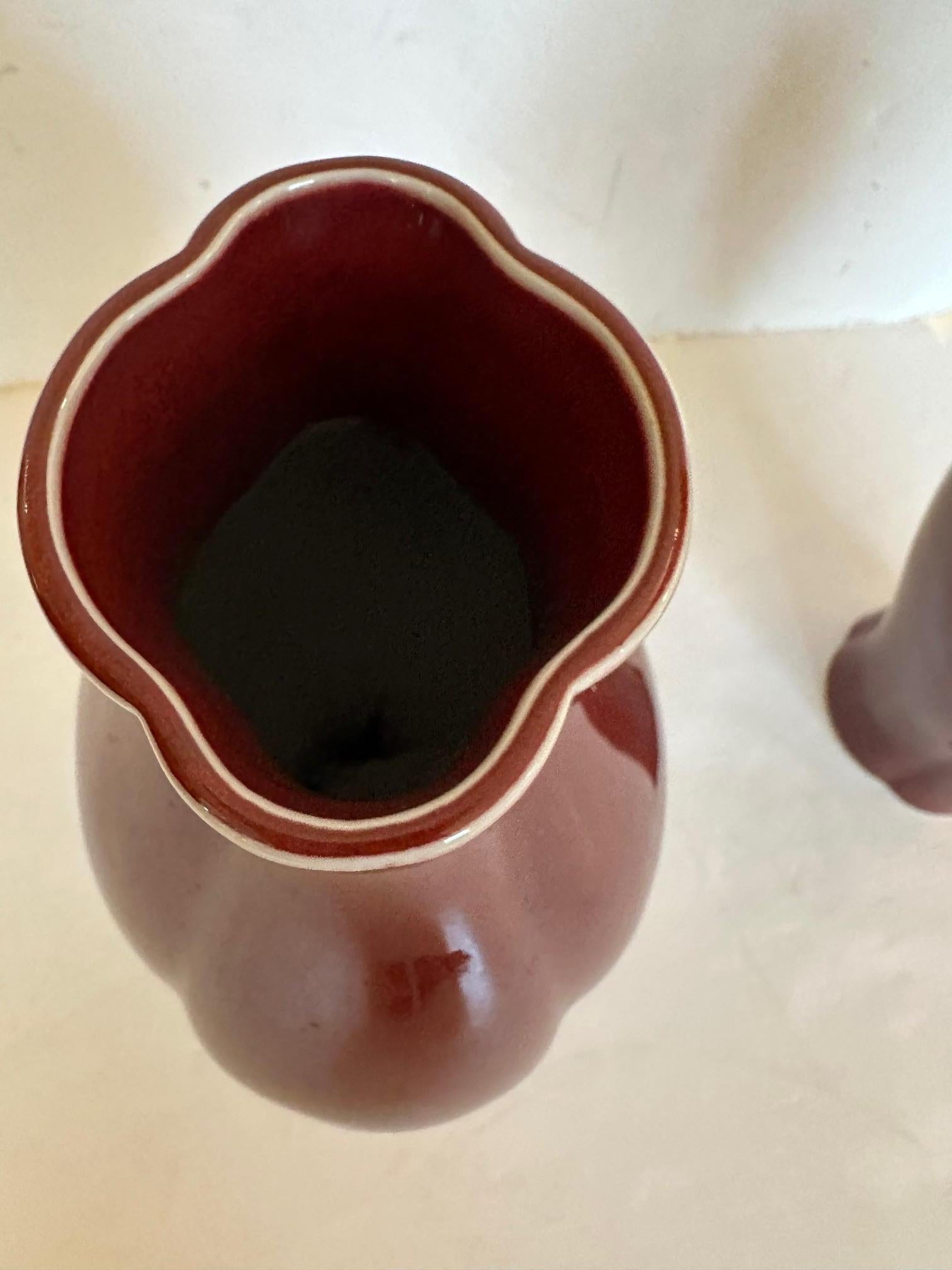 Stunning Pair of Maitland Smith Ox Blood Glazed Ceramic vases In Good Condition For Sale In Hopewell, NJ