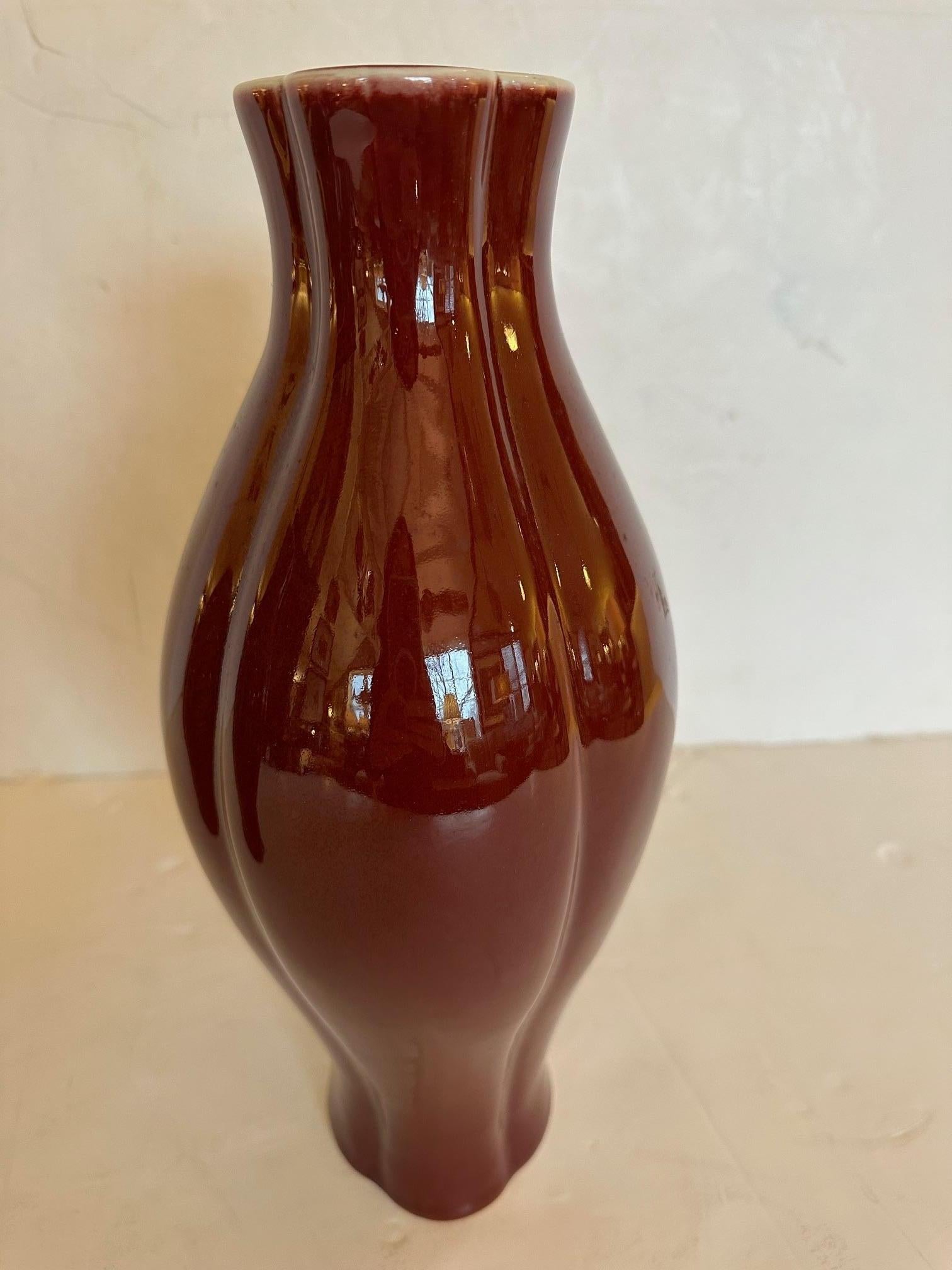 Stunning Pair of Maitland Smith Ox Blood Glazed Ceramic vases For Sale 3