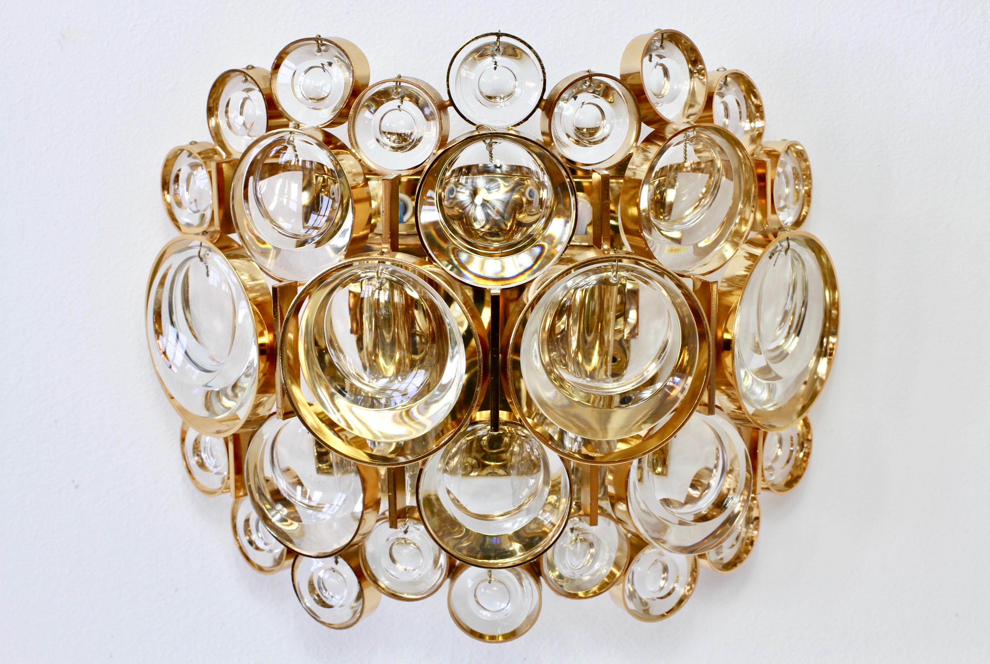 Stunning Pair of German Mid-Century Crystal Glass Wall Lights / Sconces by Palwa 3