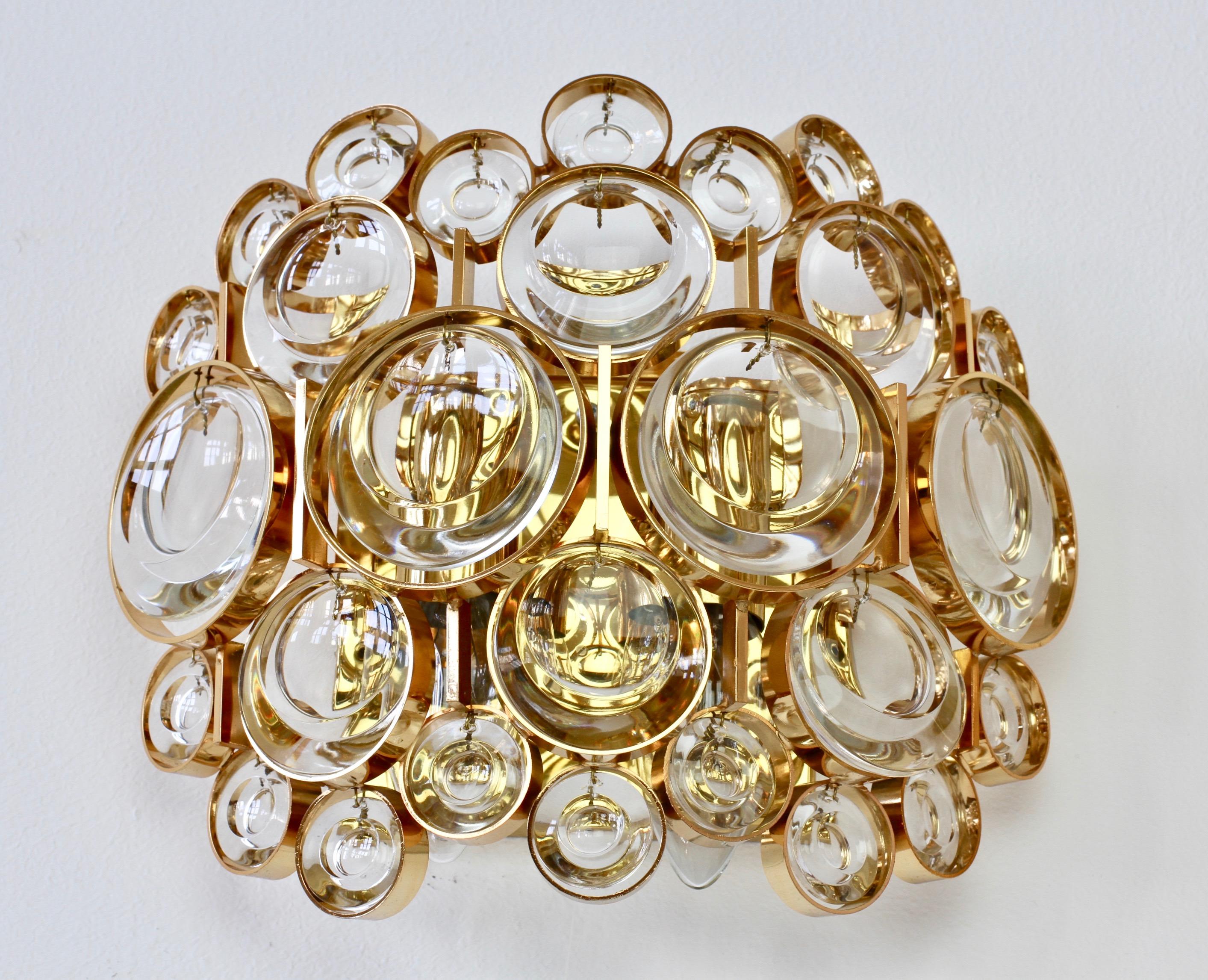 Stunning Pair of German Mid-Century Crystal Glass Wall Lights / Sconces by Palwa 5