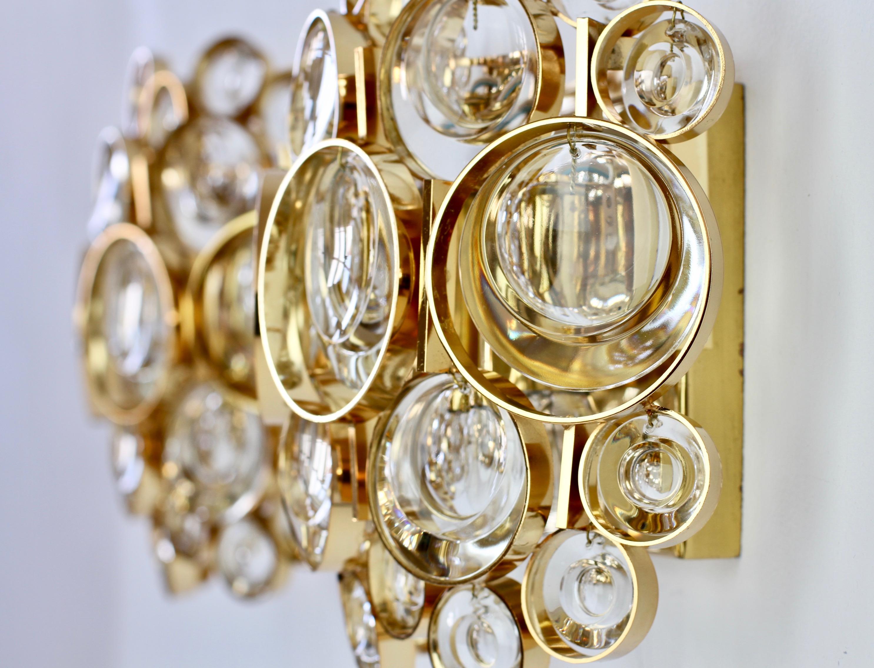Stunning Pair of German Mid-Century Crystal Glass Wall Lights / Sconces by Palwa 6