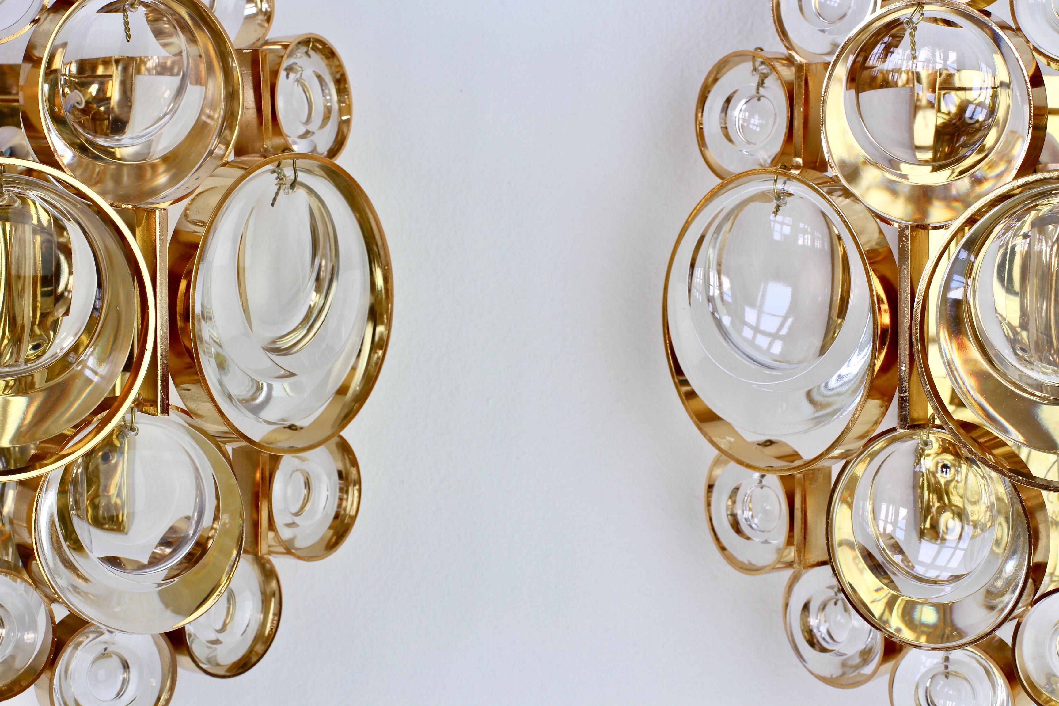 Stunning Pair of German Mid-Century Crystal Glass Wall Lights / Sconces by Palwa 7