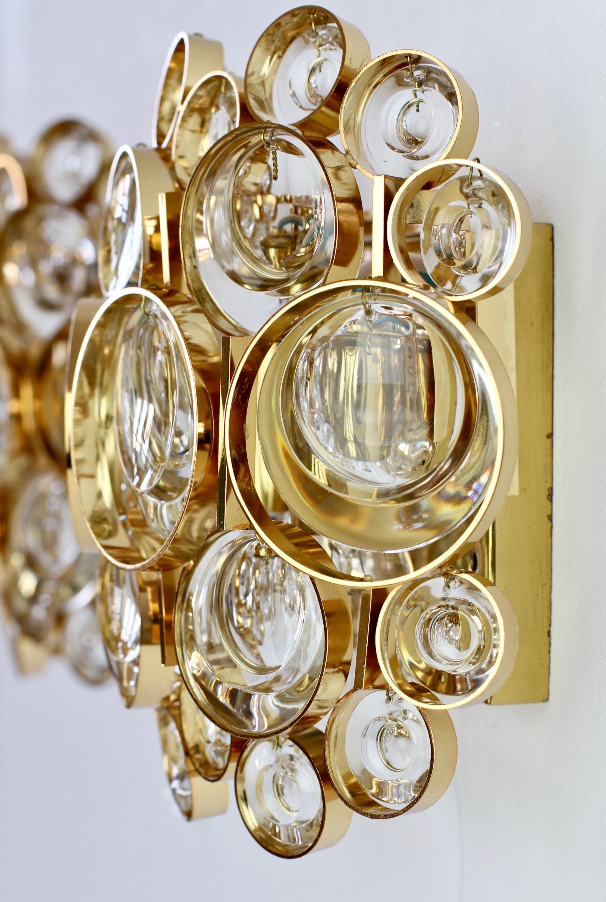 Stunning Pair of German Mid-Century Crystal Glass Wall Lights / Sconces by Palwa 9
