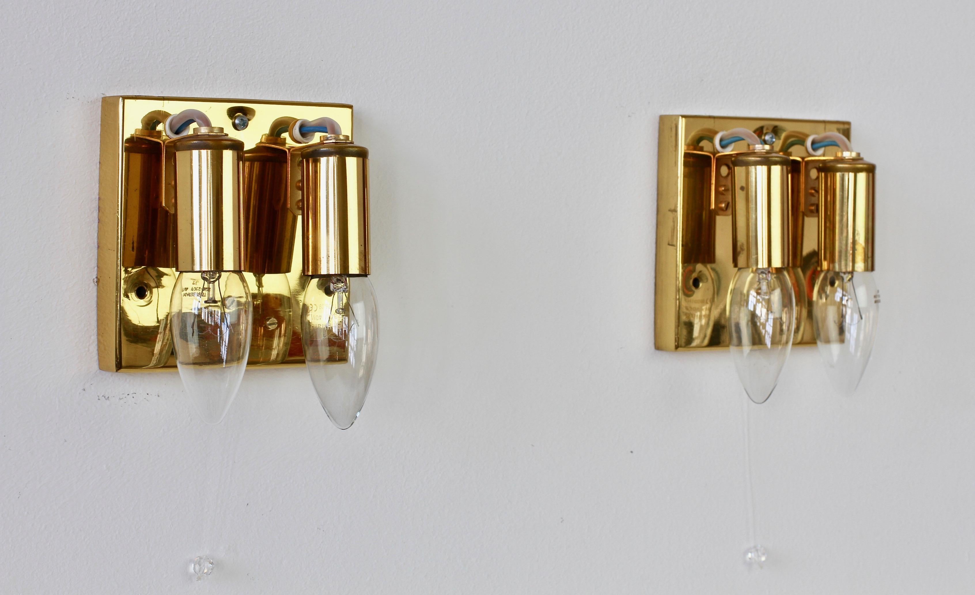 Stunning Pair of German Mid-Century Crystal Glass Wall Lights / Sconces by Palwa 10