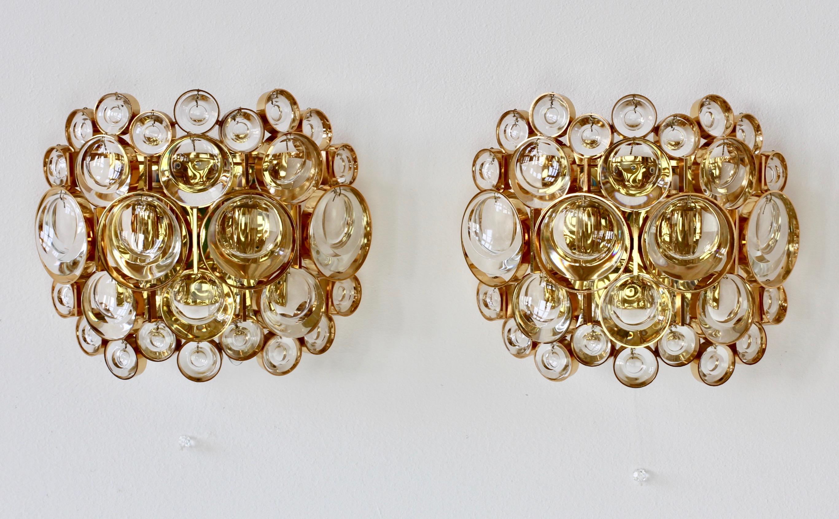 Mid-Century Modern Stunning Pair of German Mid-Century Crystal Glass Wall Lights / Sconces by Palwa