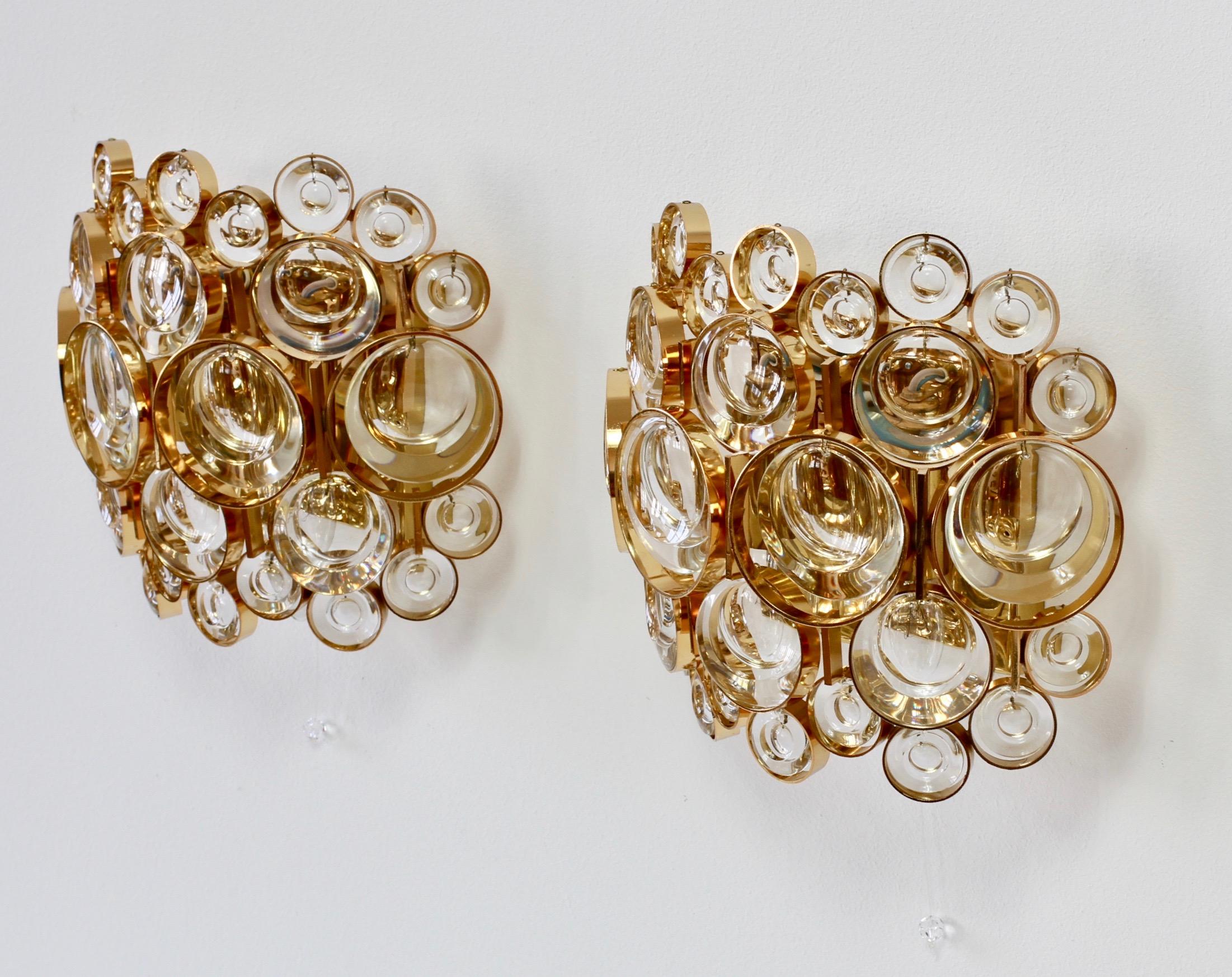 20th Century Stunning Pair of German Mid-Century Crystal Glass Wall Lights / Sconces by Palwa