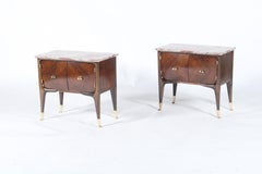 Stunning pair of mid century Italian marble topped bedside cabinets