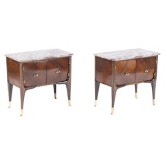 Stunning pair of mid century Italian marble topped bedside cabinets 