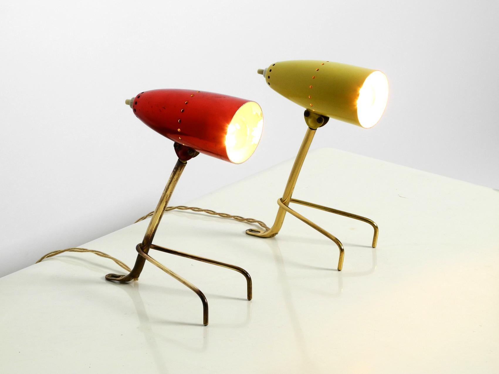 Stunning Pair of Mid-Century Modern Brass Crowfoot Table Lamps, Made in Austria 6
