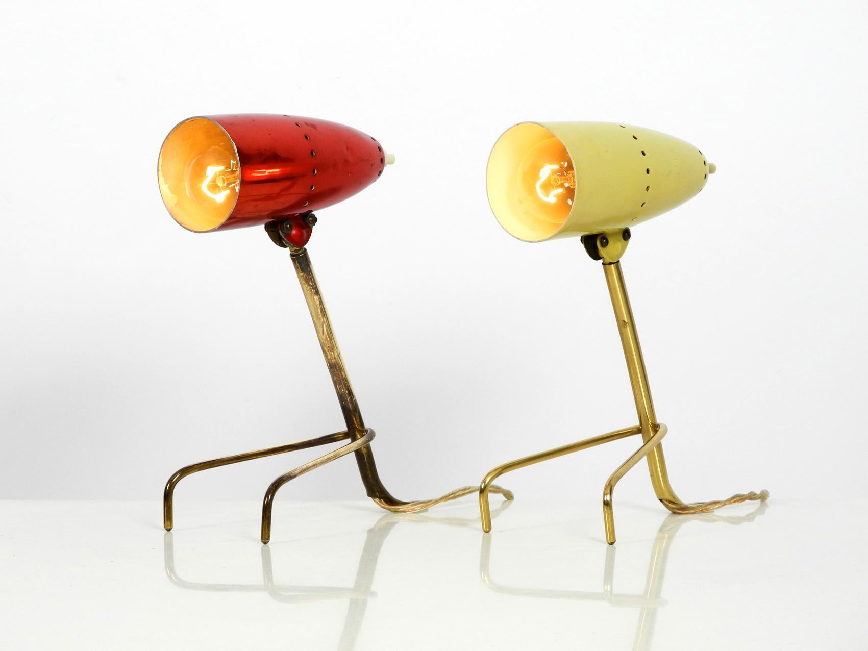 Austrian Stunning Pair of Mid-Century Modern Brass Crowfoot Table Lamps, Made in Austria