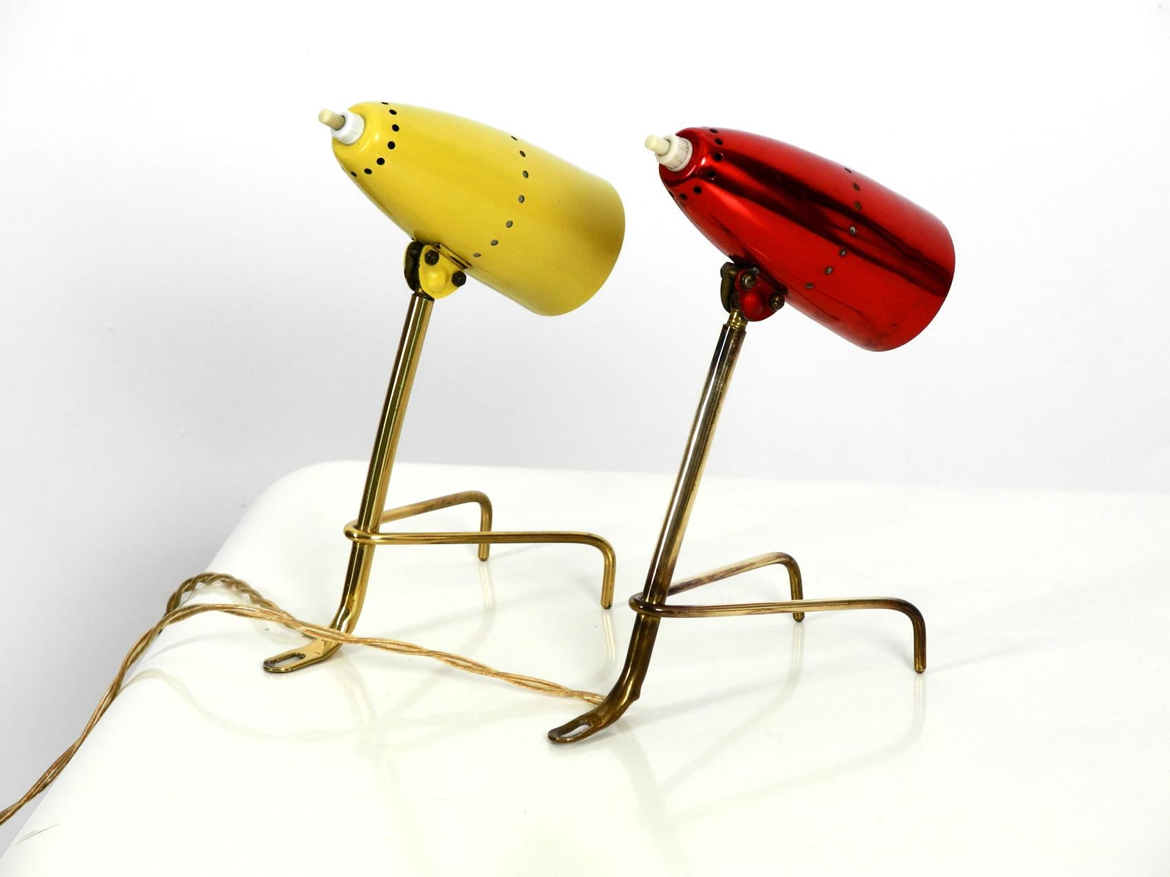 Mid-20th Century Stunning Pair of Mid-Century Modern Brass Crowfoot Table Lamps, Made in Austria
