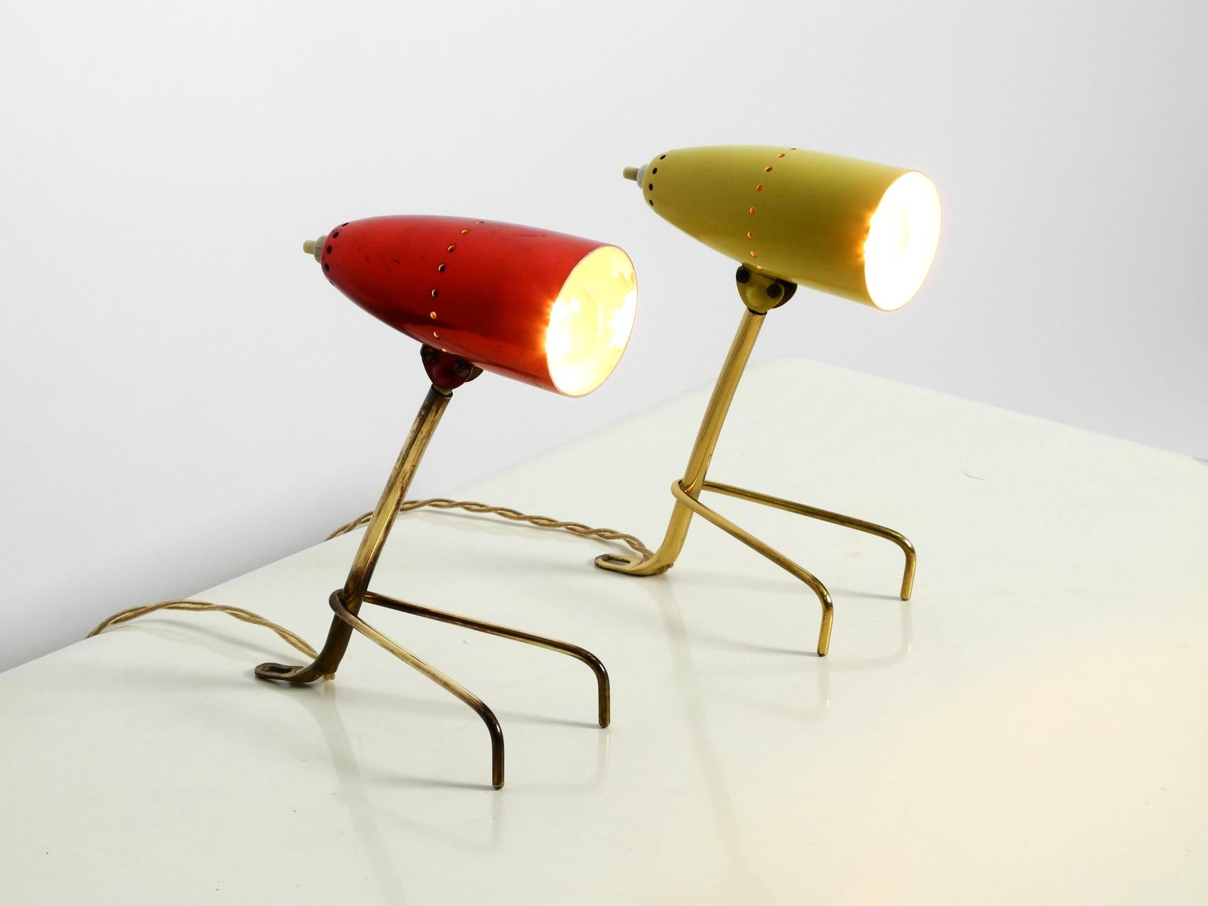Stunning Pair of Mid-Century Modern Brass Crowfoot Table Lamps, Made in Austria 3