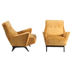 Stunning Pair Of MidCentury Italian Armchairs In The Style Of Guglielmo Pecorini