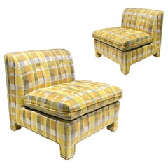 Stunning Pair of Midcentury Yellow Slipper Chairs