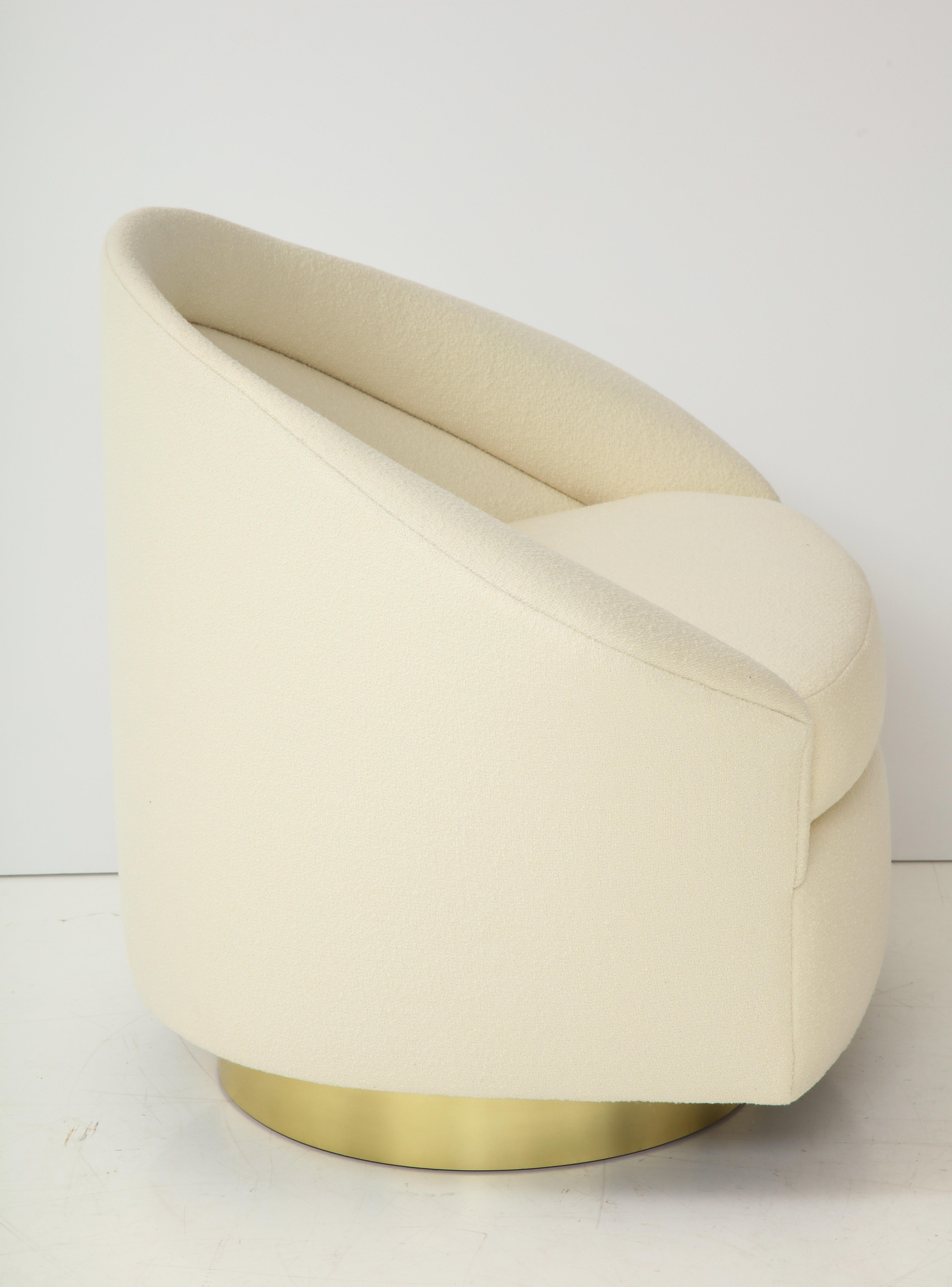 Upholstery Stunning Pair of Milo Baughman Swivel Chairs