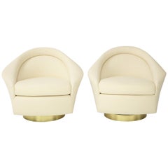 Stunning Pair of Milo Baughman Swivel Chairs