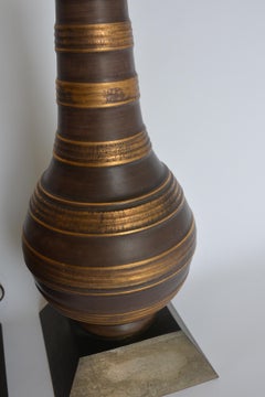 Stunning Pair of Mixed Metal Banded Table Lamps