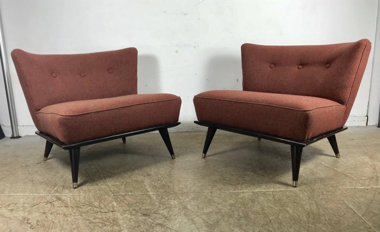 American Stunning Pair of Modernist Slipper Chairs in the Manner of Gio Ponti For Sale