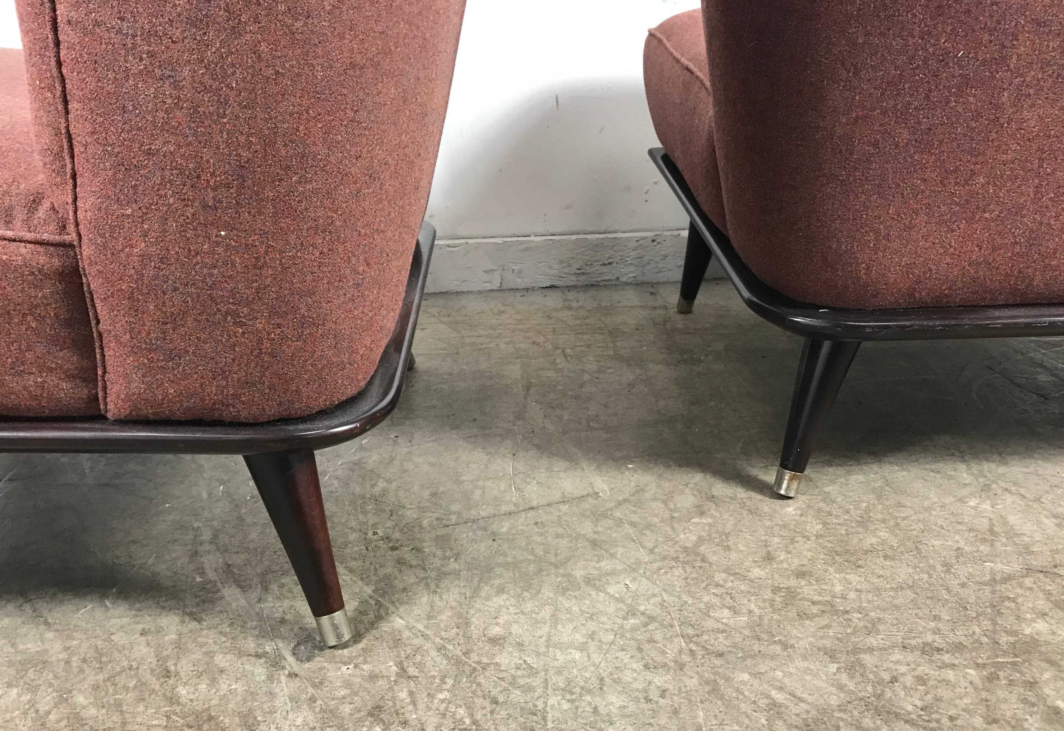 Superbe paire de chaises pantoufles modernistes dans le style de Gio Ponti en vente 2