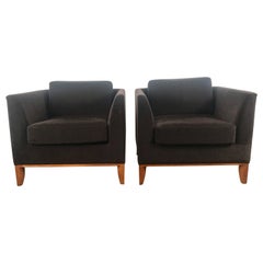 Stunning Pair of Mohair Contemporary Cube Lounge Chairs, Rembrandt Design