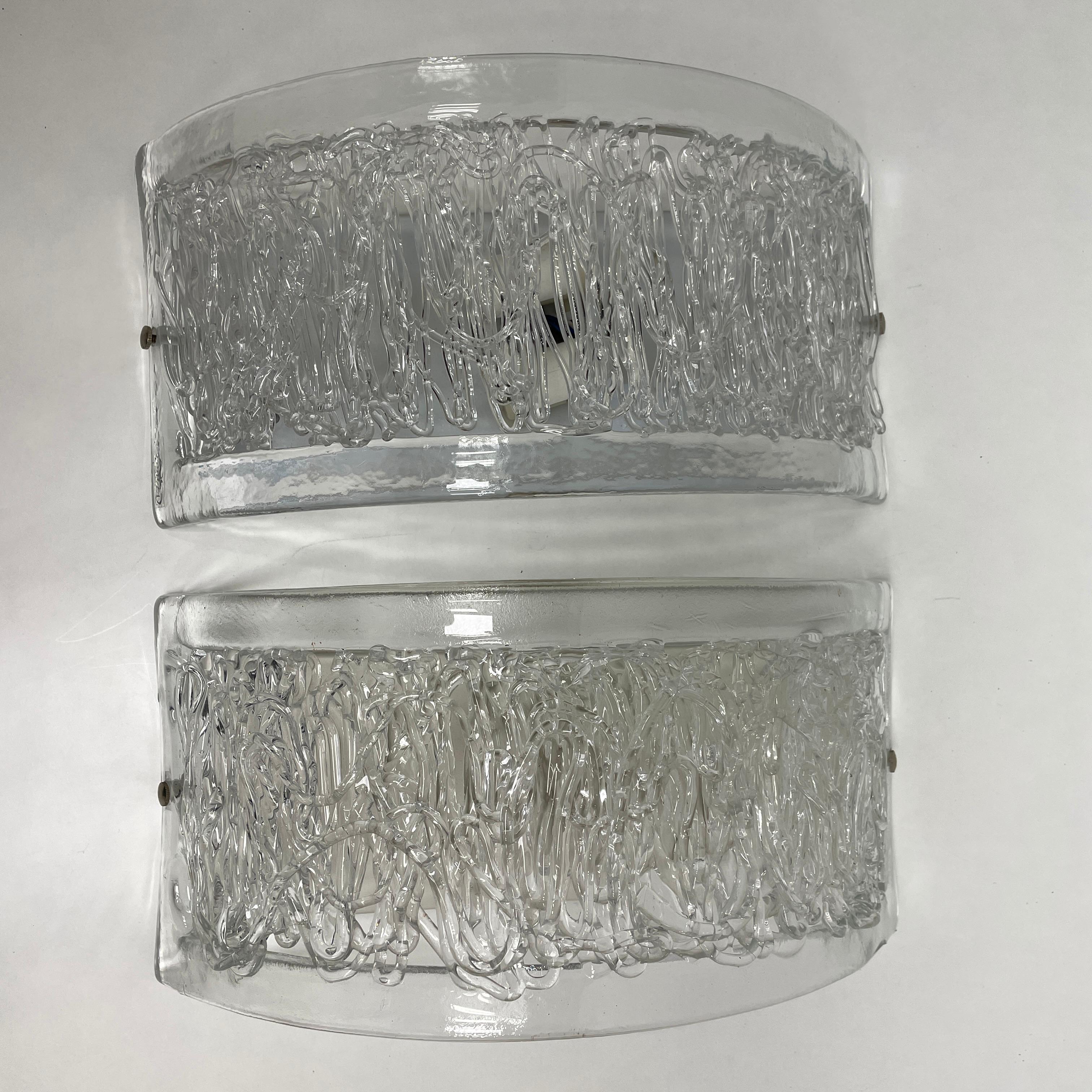 Superbe paire d'appliques en verre de Murano Filament de Venini, Italie des années 1970 en vente 5
