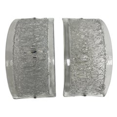 Stunning Pair of Murano Filament Glass Sconces Venini, Italy 1970s