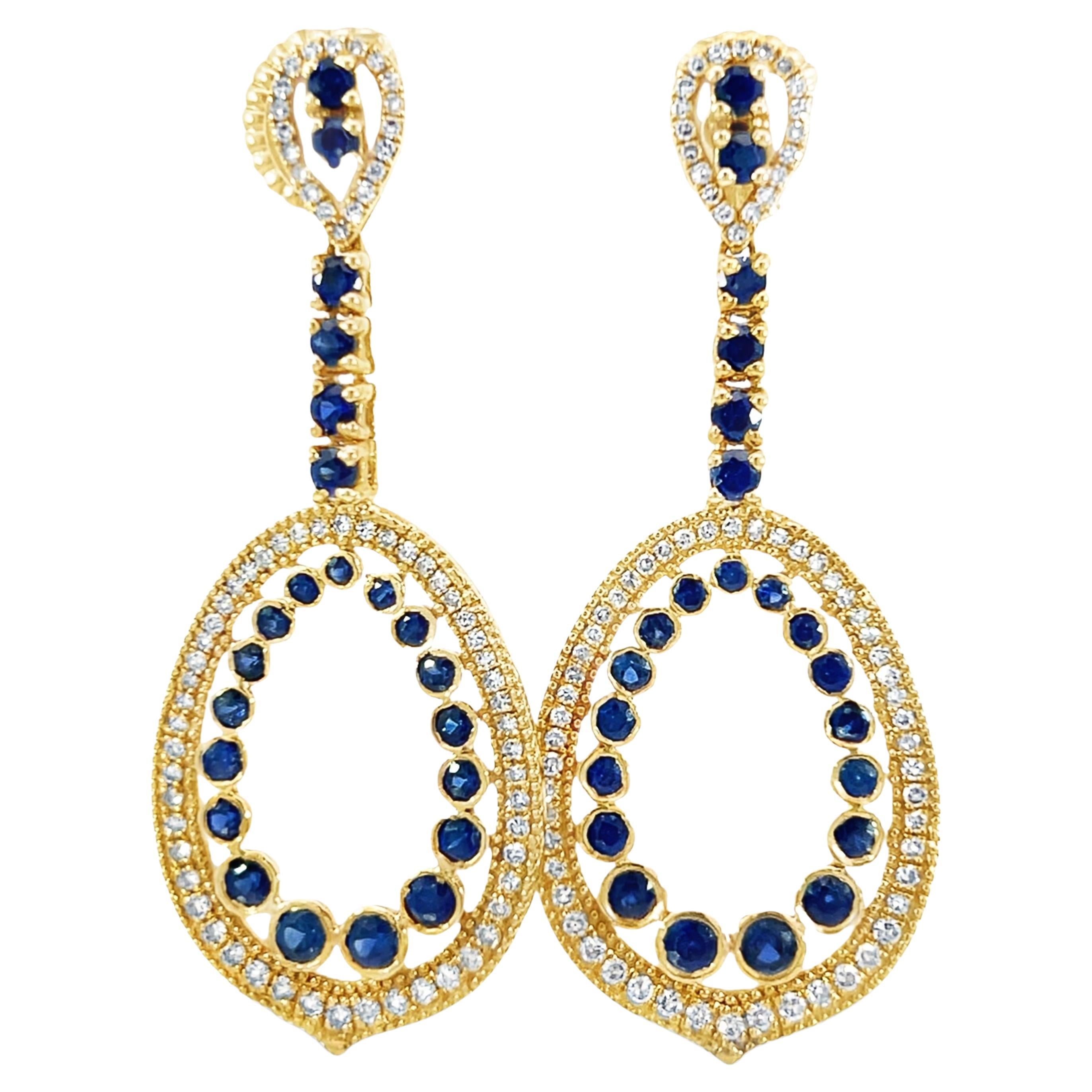 Stunning pair of natural sapphire and diamond earring