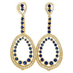 Stunning pair of natural sapphire and diamond earring